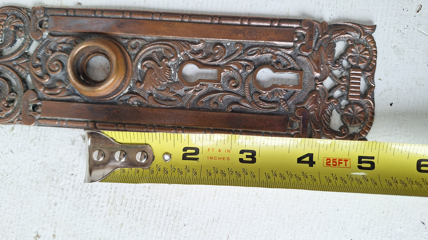 Antique Columbian Hardware Set, Reading Hardware Bronze Door Knob with Mythical Beast, Large Columbian Entry Door Set 040303