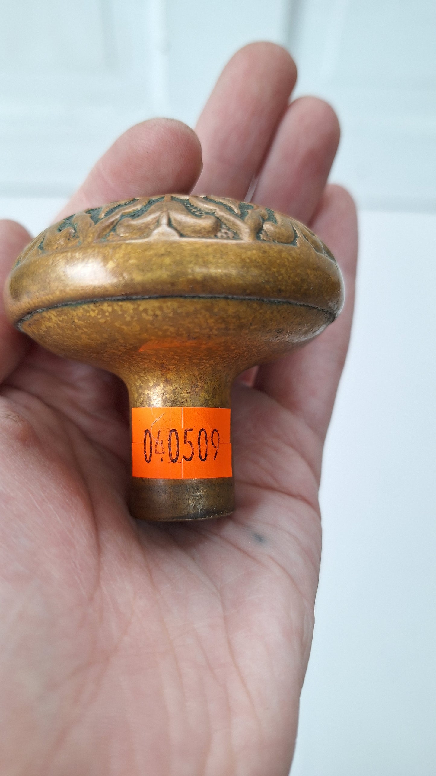 Antique Bronze Doorknob with Interlocking Design, Victorian Era, Fancy Brass Door Knob, Star Center Antique Door Handle 040509