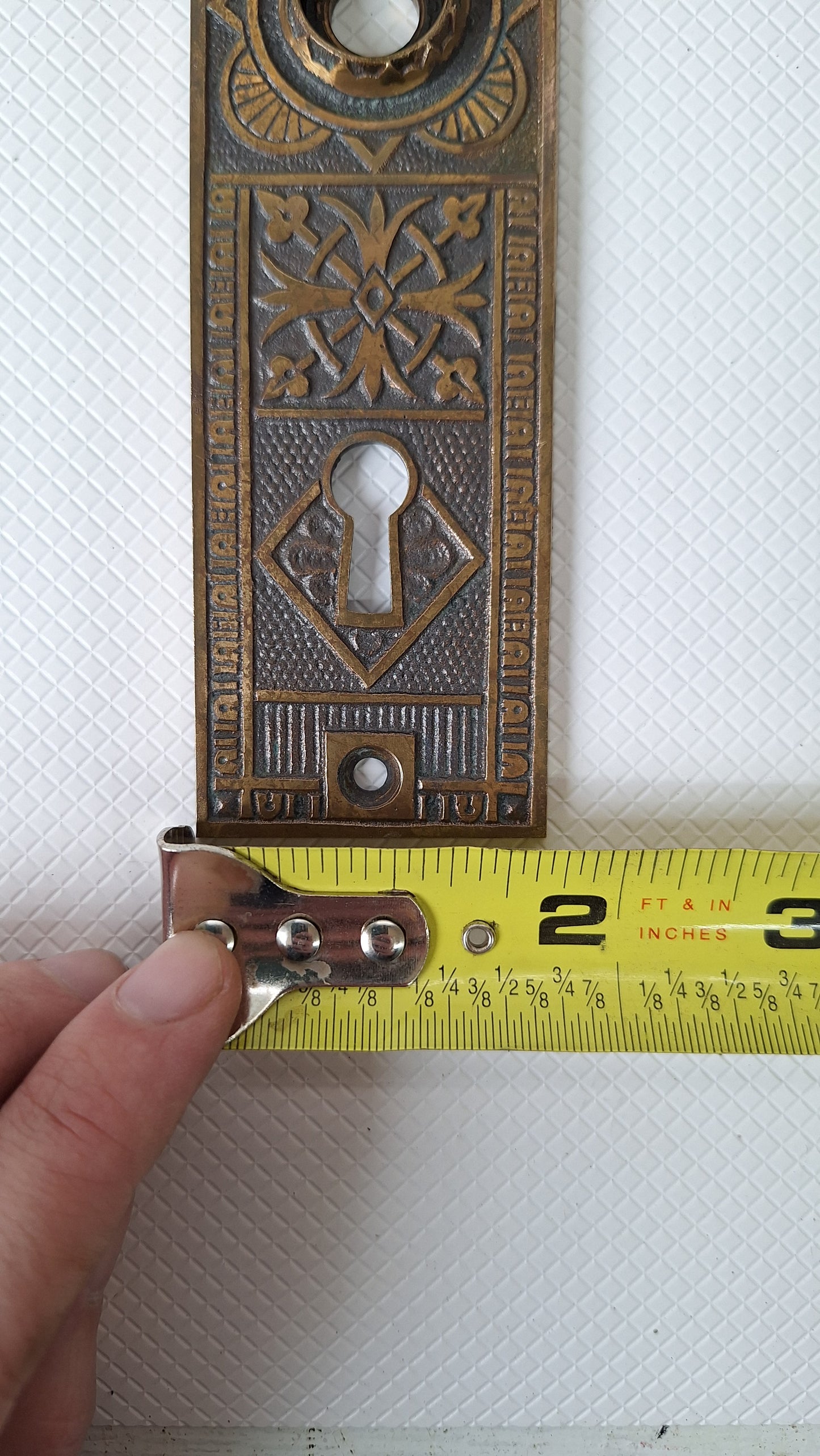 Floral Eastlake Pattern Door Hardware Set, Antique Bronze Design Back Plate and Doorknob Set, Antique Door Hardware 040510