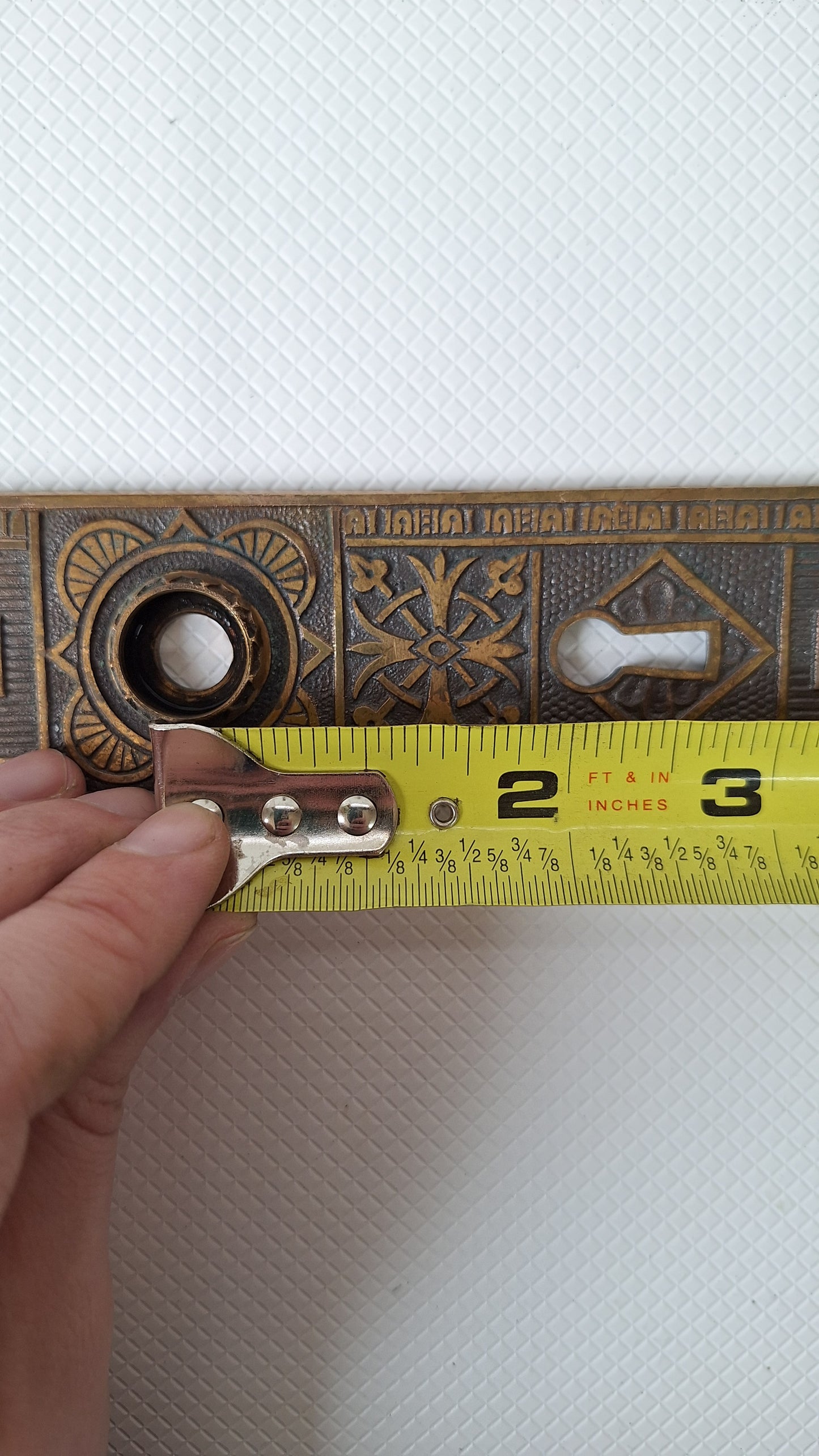Floral Eastlake Pattern Door Hardware Set, Antique Bronze Design Back Plate and Doorknob Set, Antique Door Hardware 040510