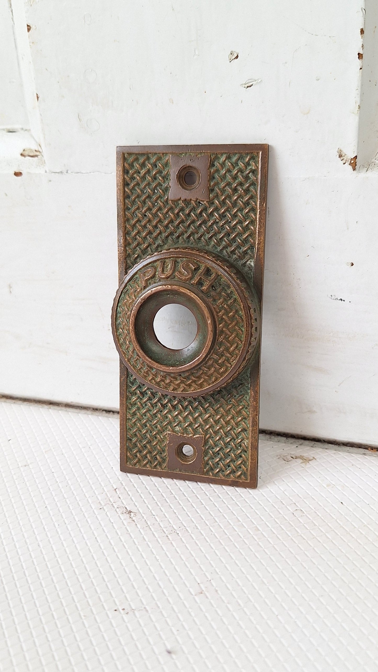 Antique Bronze "Push" Doorbell Cover, Push Button Door Bell Plate 040512