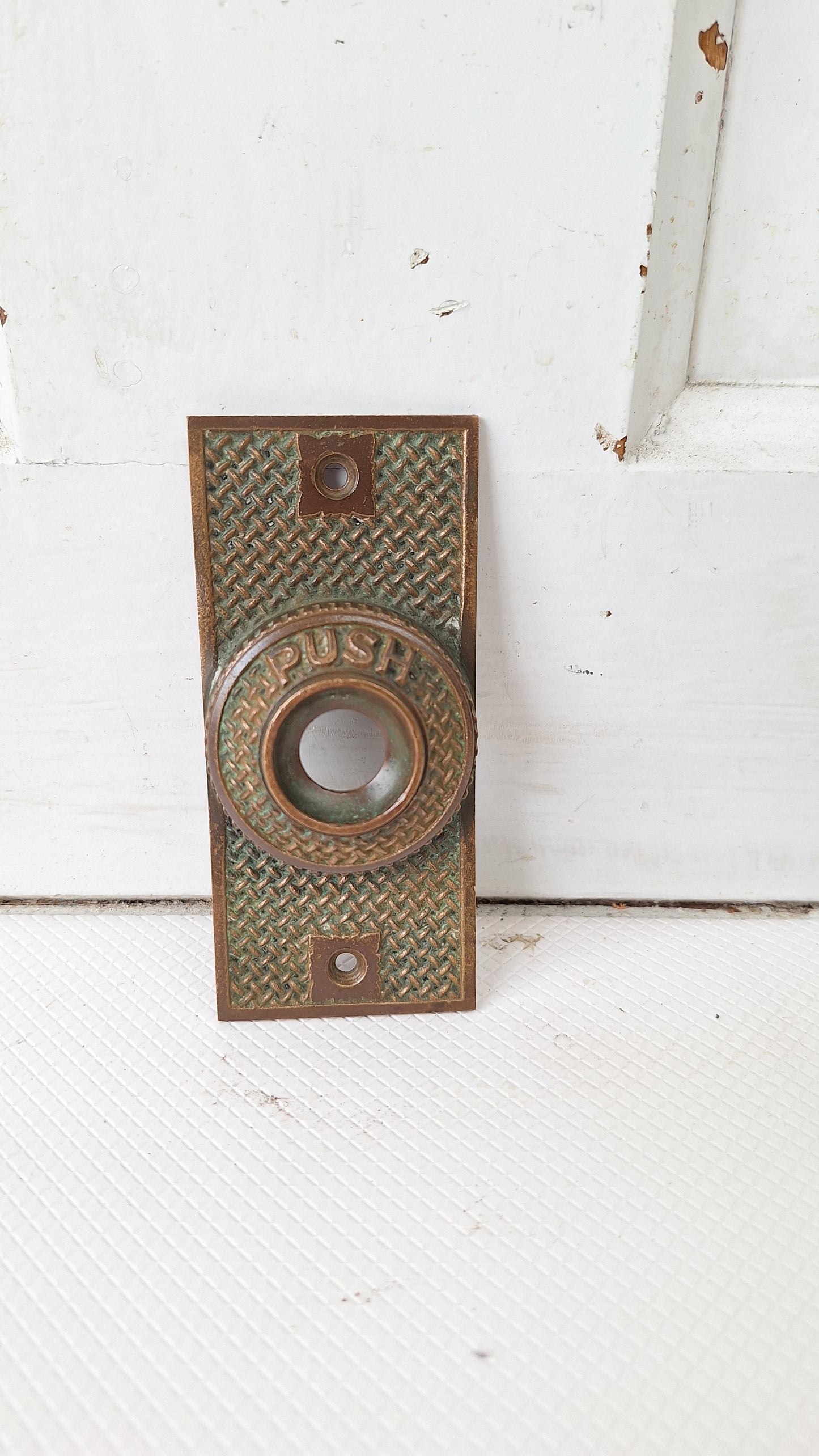Antique Bronze "Push" Doorbell Cover, Push Button Door Bell Plate 040512