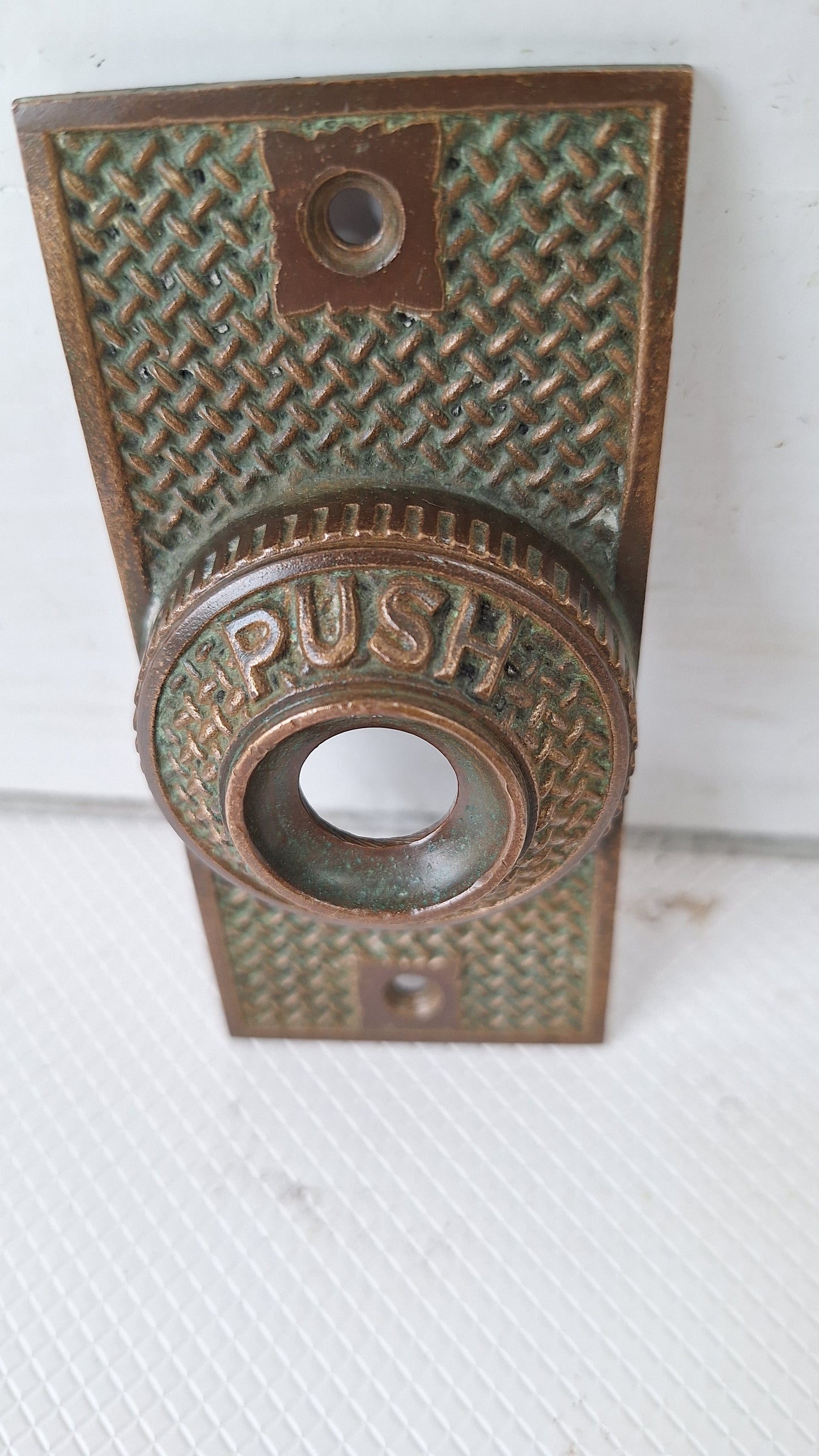 Antique Bronze "Push" Doorbell Cover, Push Button Door Bell Plate 040512