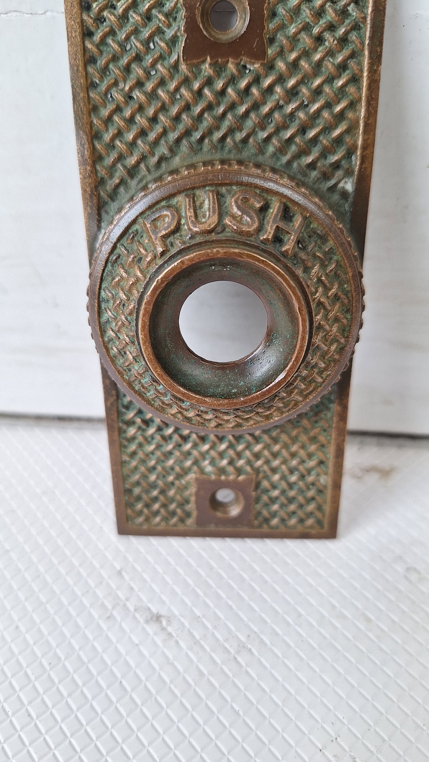 Antique Bronze "Push" Doorbell Cover, Push Button Door Bell Plate 040512