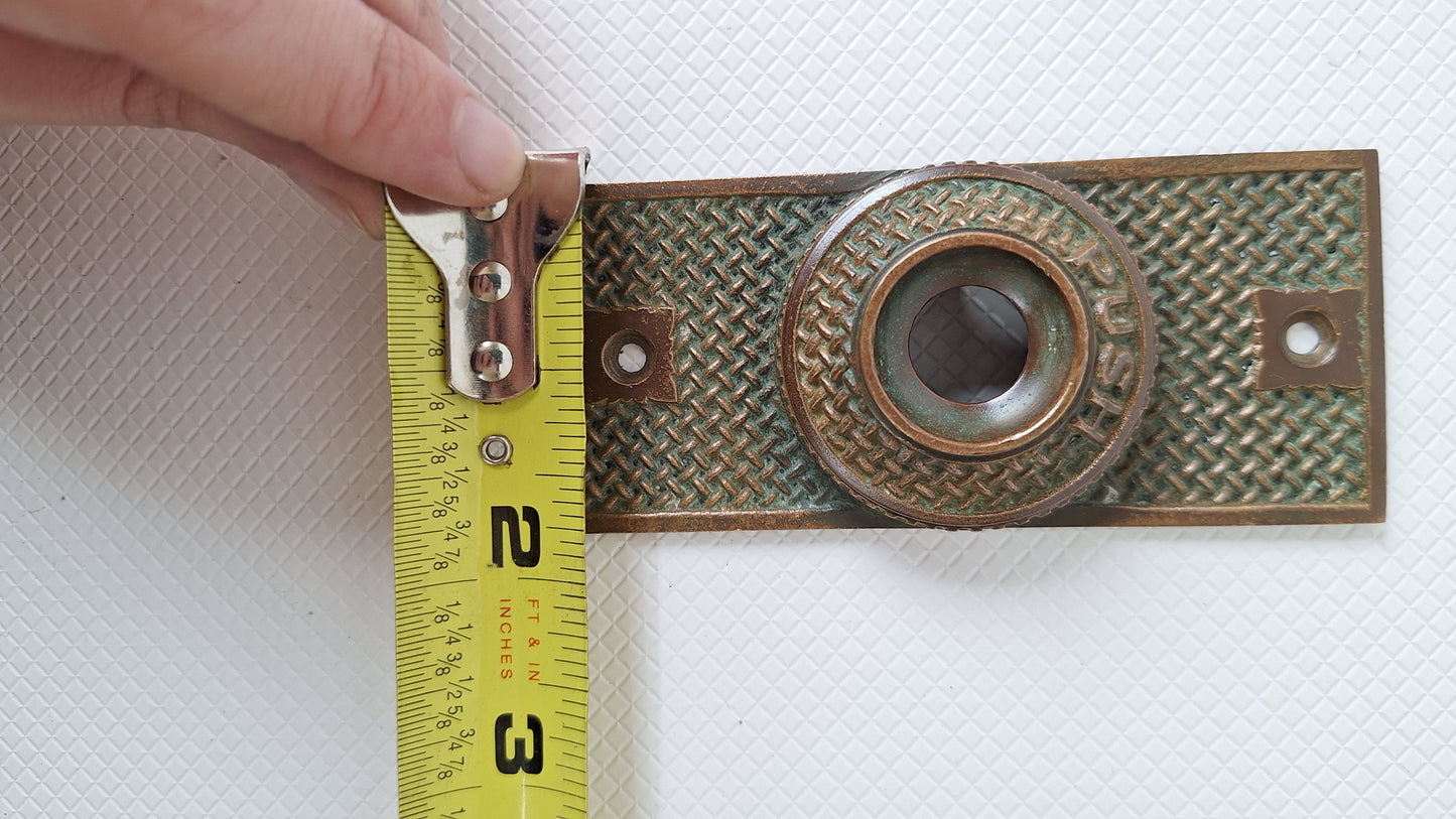 Antique Bronze "Push" Doorbell Cover, Push Button Door Bell Plate 040512