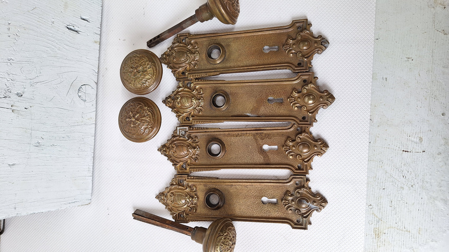 Ornate Antique Bronze Victorian Door Hardware by Corbin, Antique Door Knobs 040518
