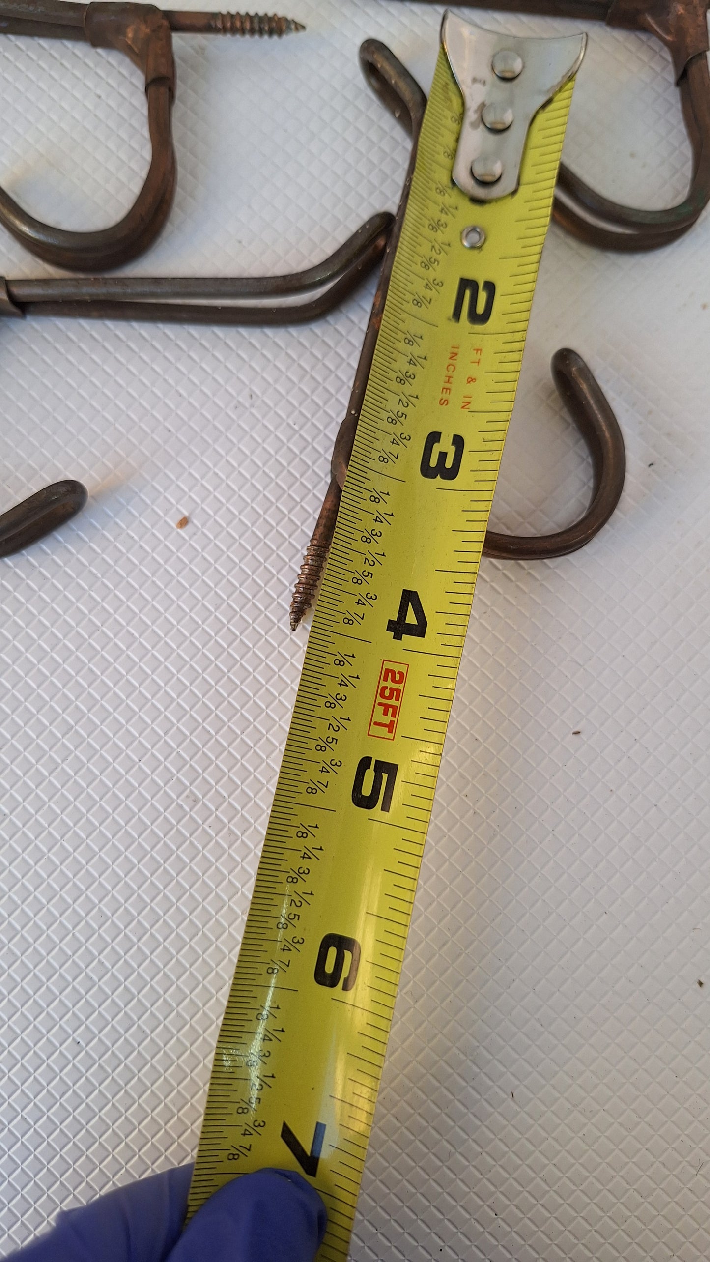 5 Vintage Threaded Back Hooks, Antique Twisted Wire Hooks with Screw Backs 040701