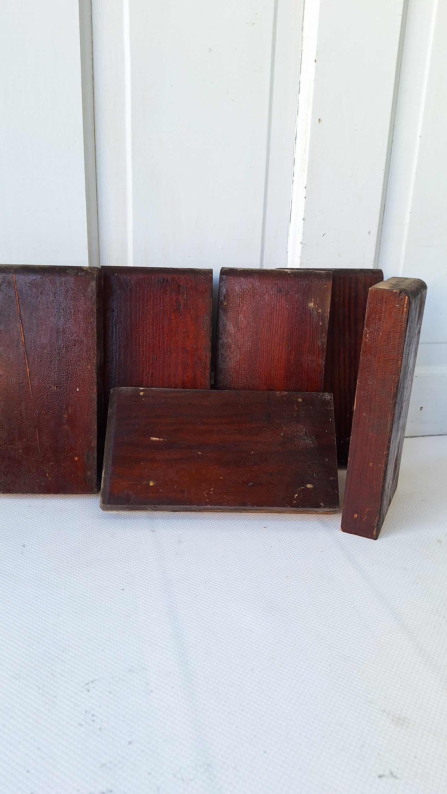 six Matching Antique Plinth Blocks, Base Trim Corner Blocks #040704