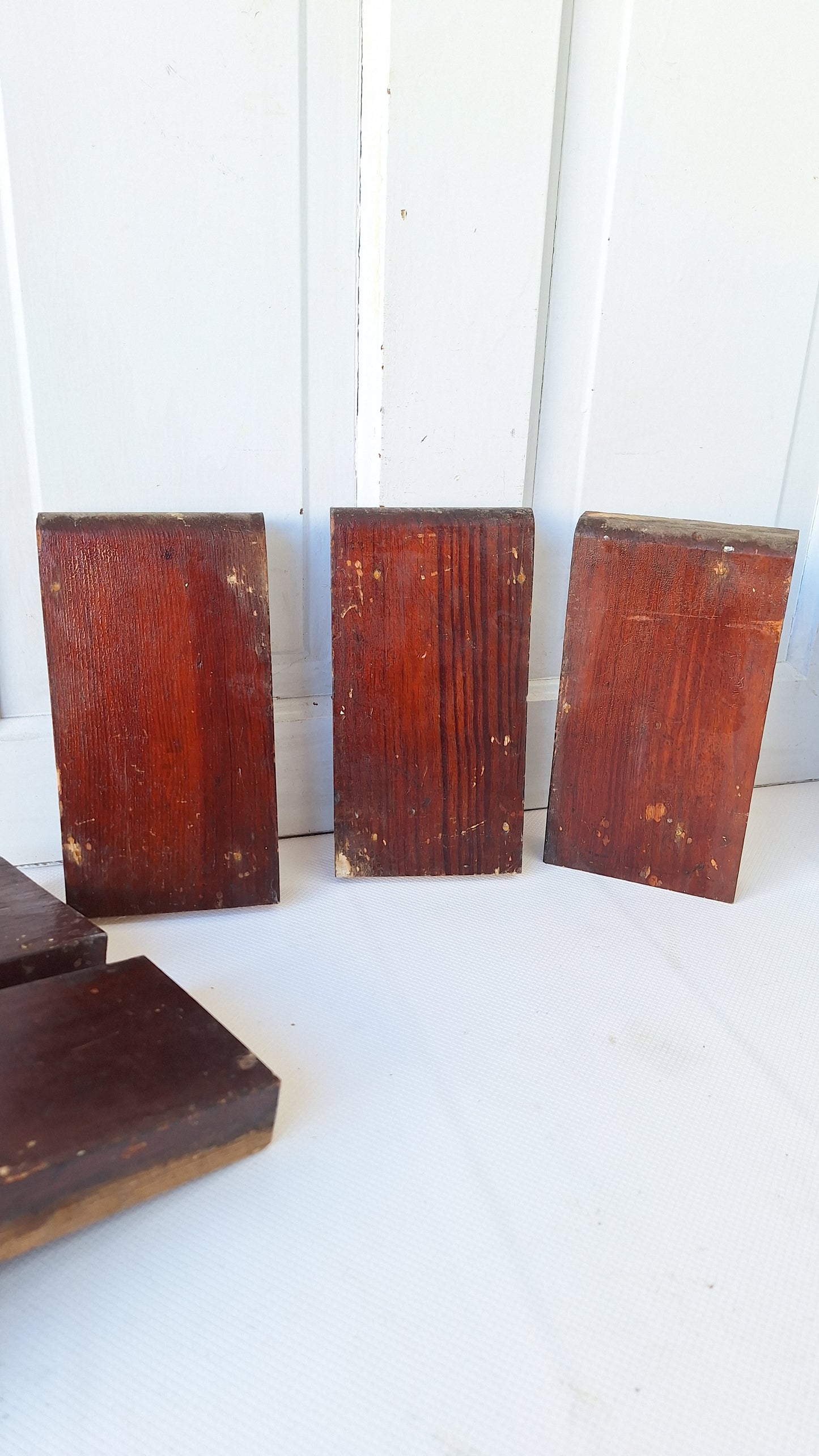 six Matching Antique Plinth Blocks, Base Trim Corner Blocks #040704