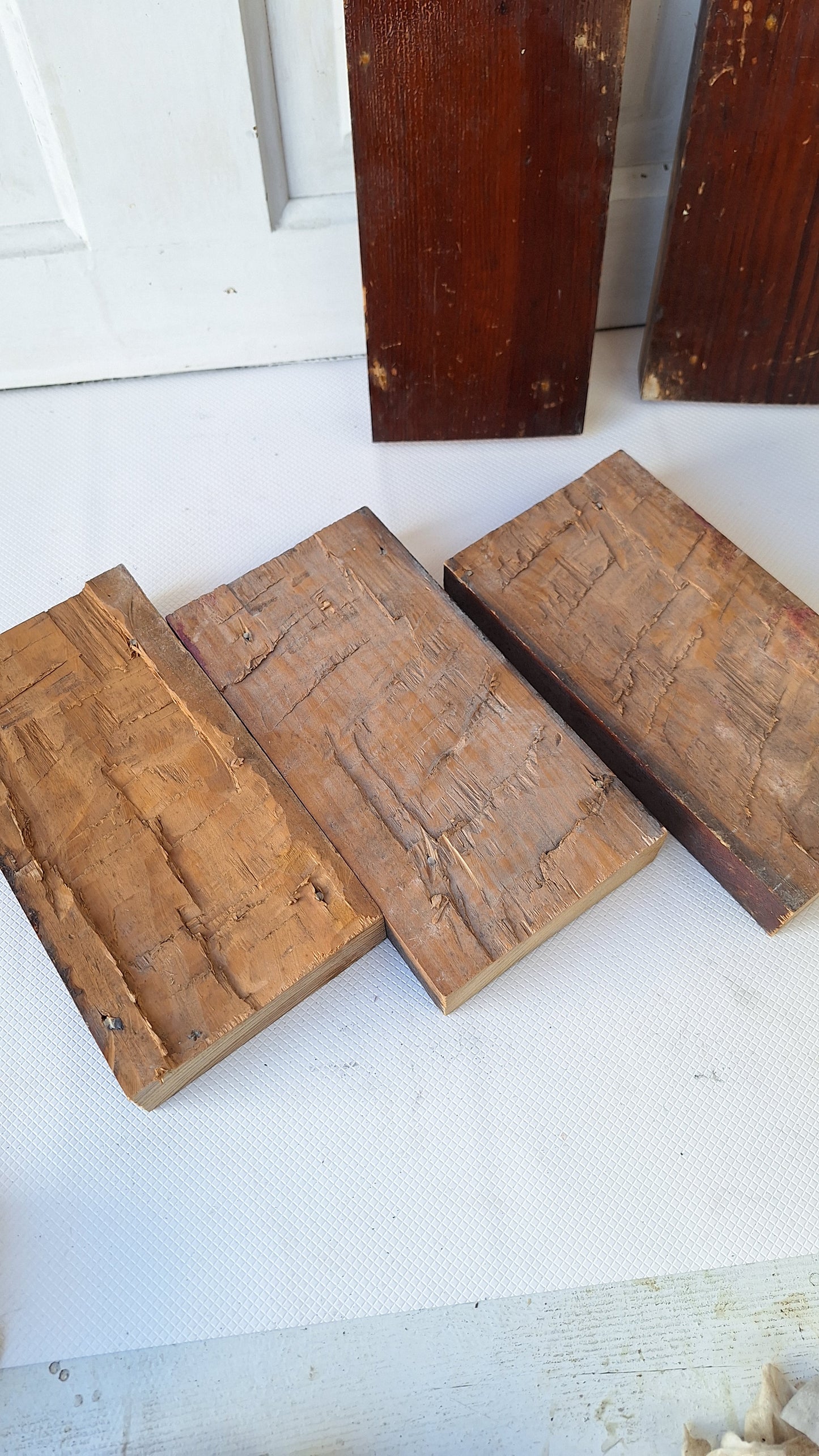 six Matching Antique Plinth Blocks, Base Trim Corner Blocks #040704