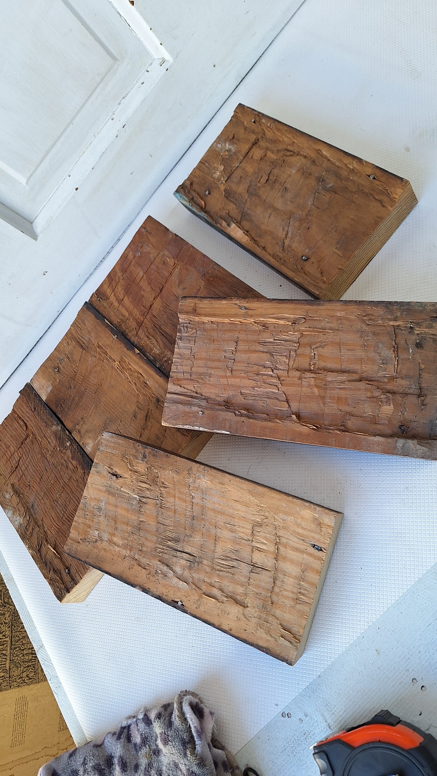 Six Matching Antique Plinth Blocks, Base Trim Corner Blocks #040705