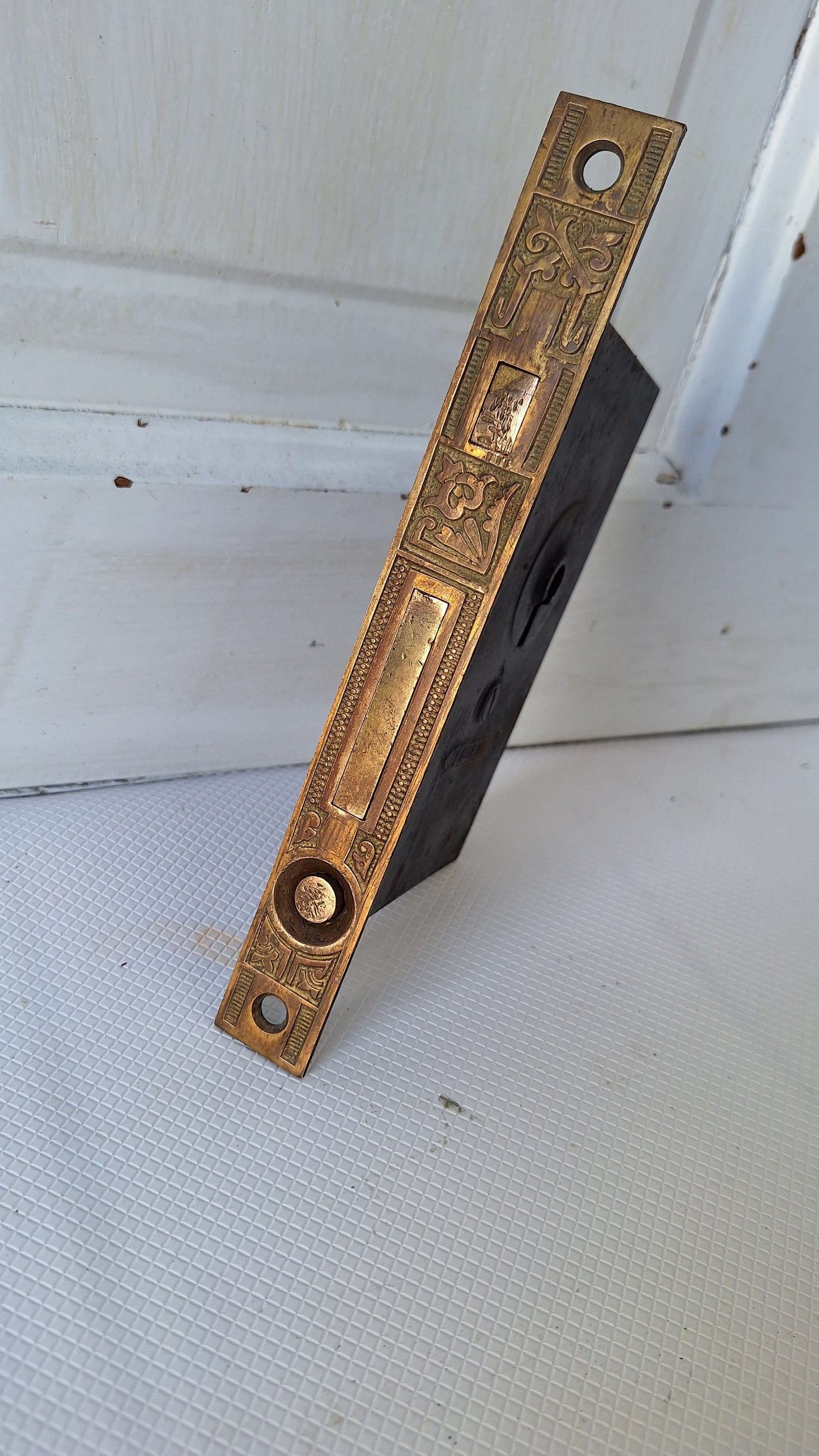 Single Antique Pocket Door Mortise Lock, Sliding or Recessed Door Lock Set, Architecture Salvage Hardware 040707