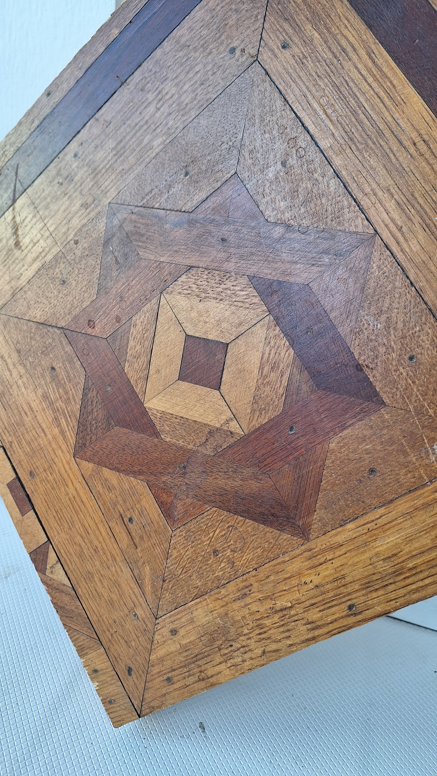Inlaid Floor Section of Victorian Flooring, Wood Wall Art Mosaic 040708