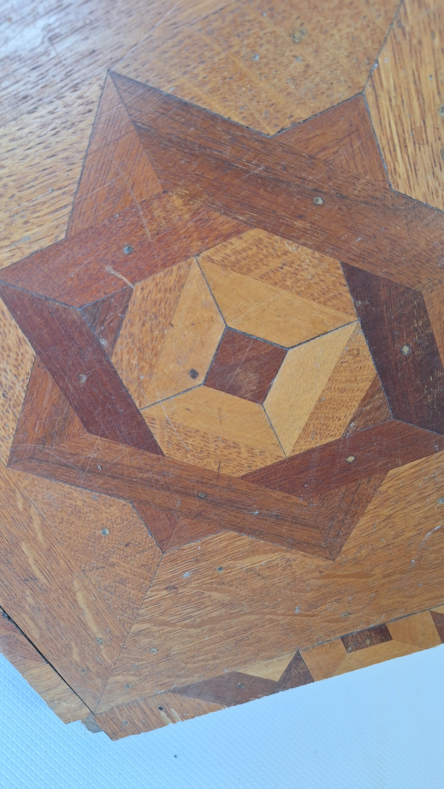 Antique Inlaid Floor Section of Victorian Flooring, Wood Wall Art Mosaic 040709