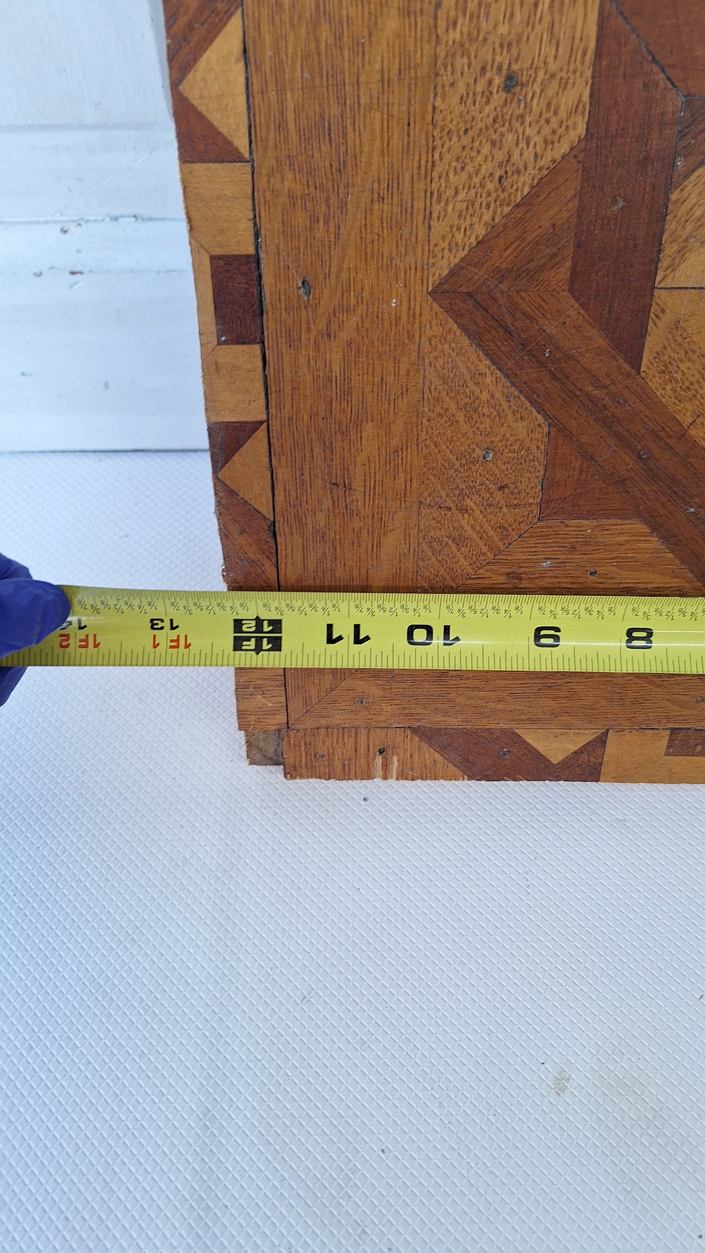 Antique Inlaid Floor Section of Victorian Flooring, Wood Wall Art Mosaic 040709