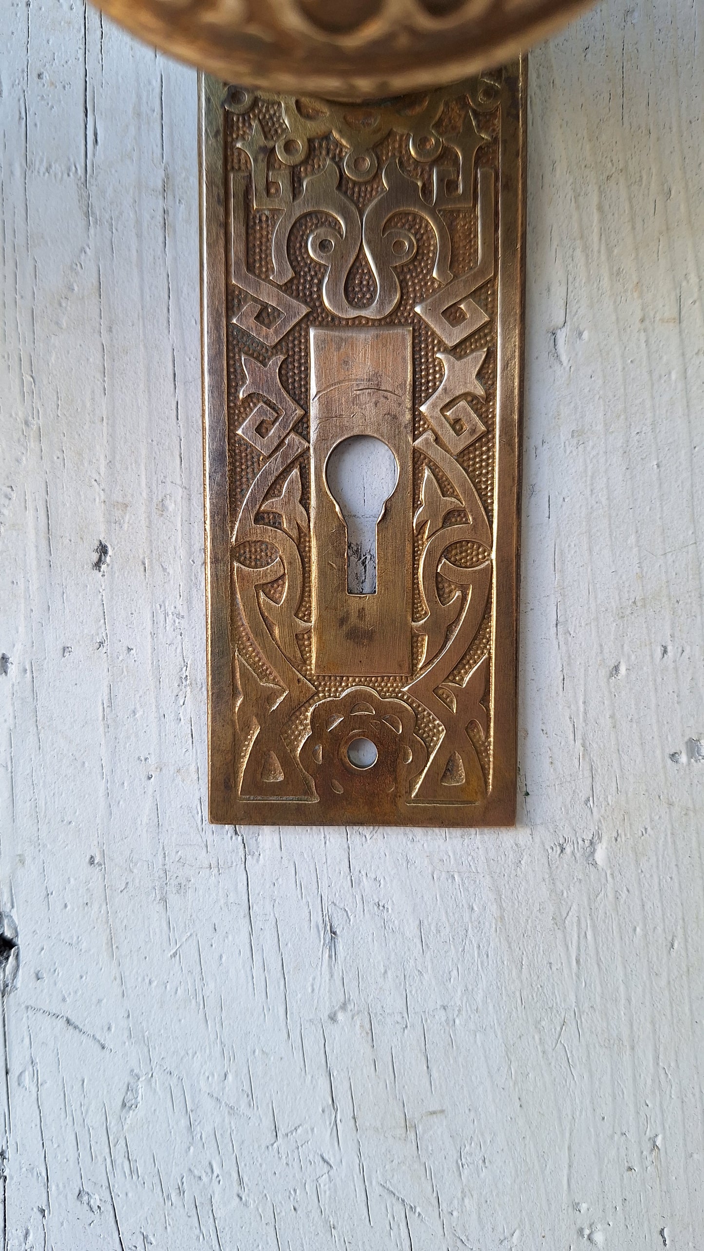 Ornate Solid Bronze Door Hardware Set, Bronze Doorknob Plate Set, Antique Flower Knobs, Ornate Antique Door Hardware Set 040803