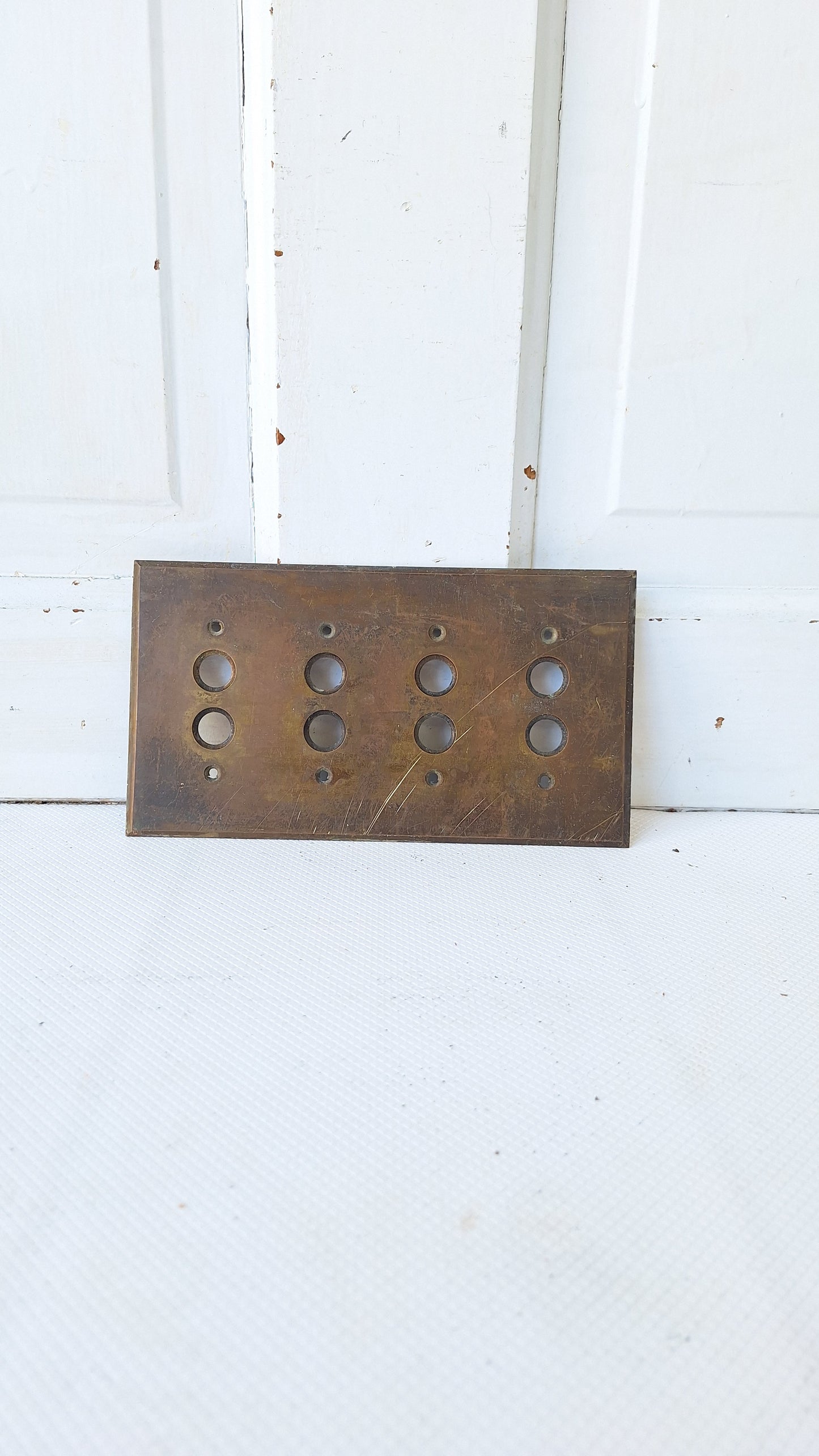 Four Switch Push Button Switch Plate, Brass Light Switchplate 040806
