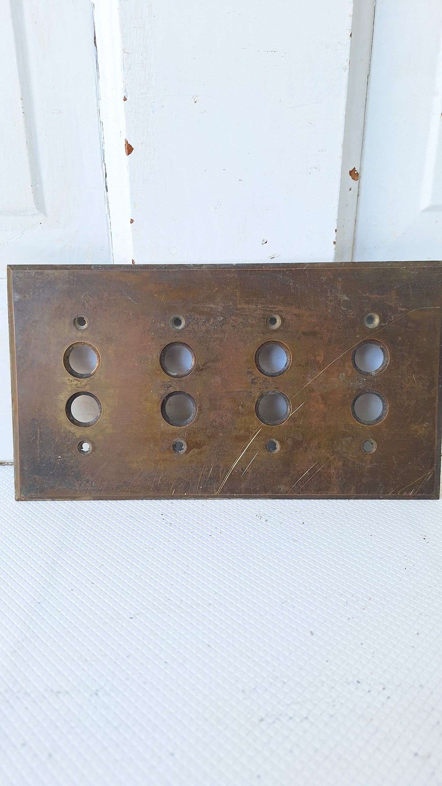 Four Switch Push Button Switch Plate, Brass Light Switchplate 040806