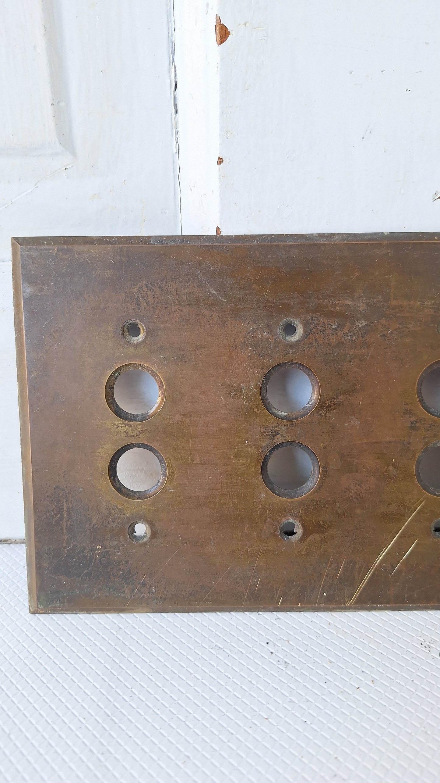 Four Switch Push Button Switch Plate, Brass Light Switchplate 040806