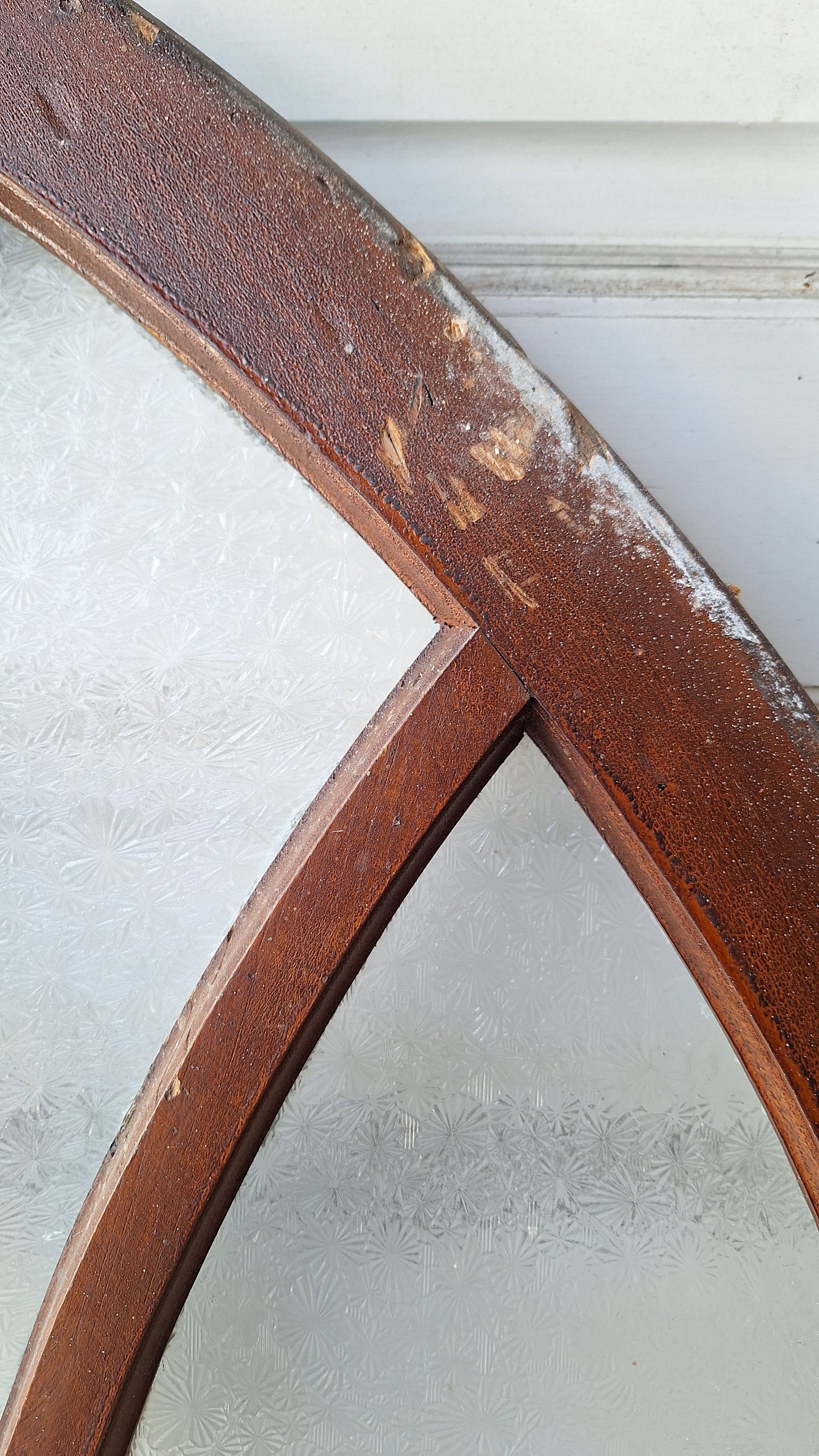 Gothic Arch Florentine Glass Window from Church, Antique Textured Glass Window, Antique Glass Window Architecture Salvage