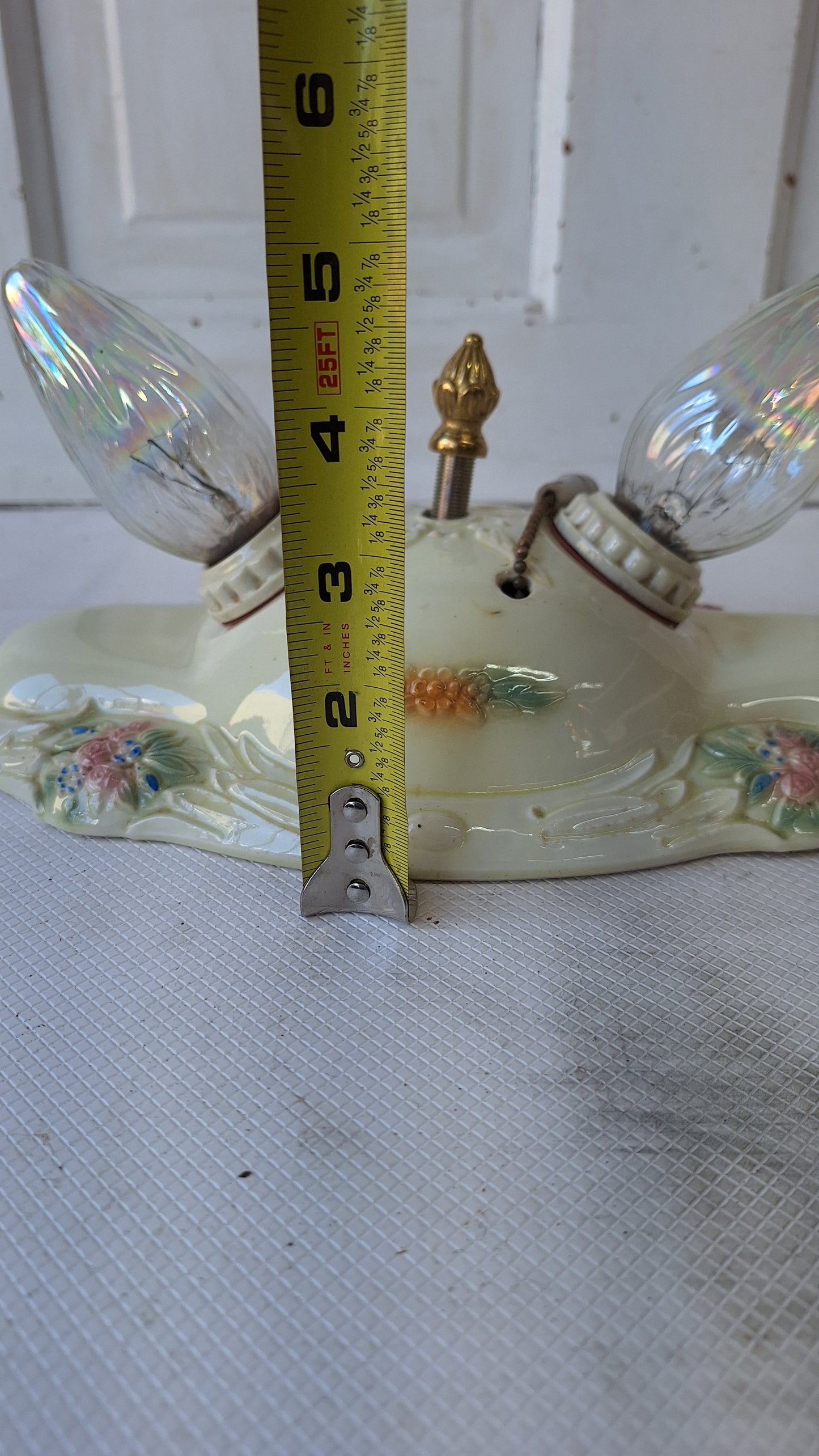 Two Bulb Flower Design Porcelier Light, Art Deco Light Fixture, White and Pink Light, Little Girl's Porcelain Light 040808