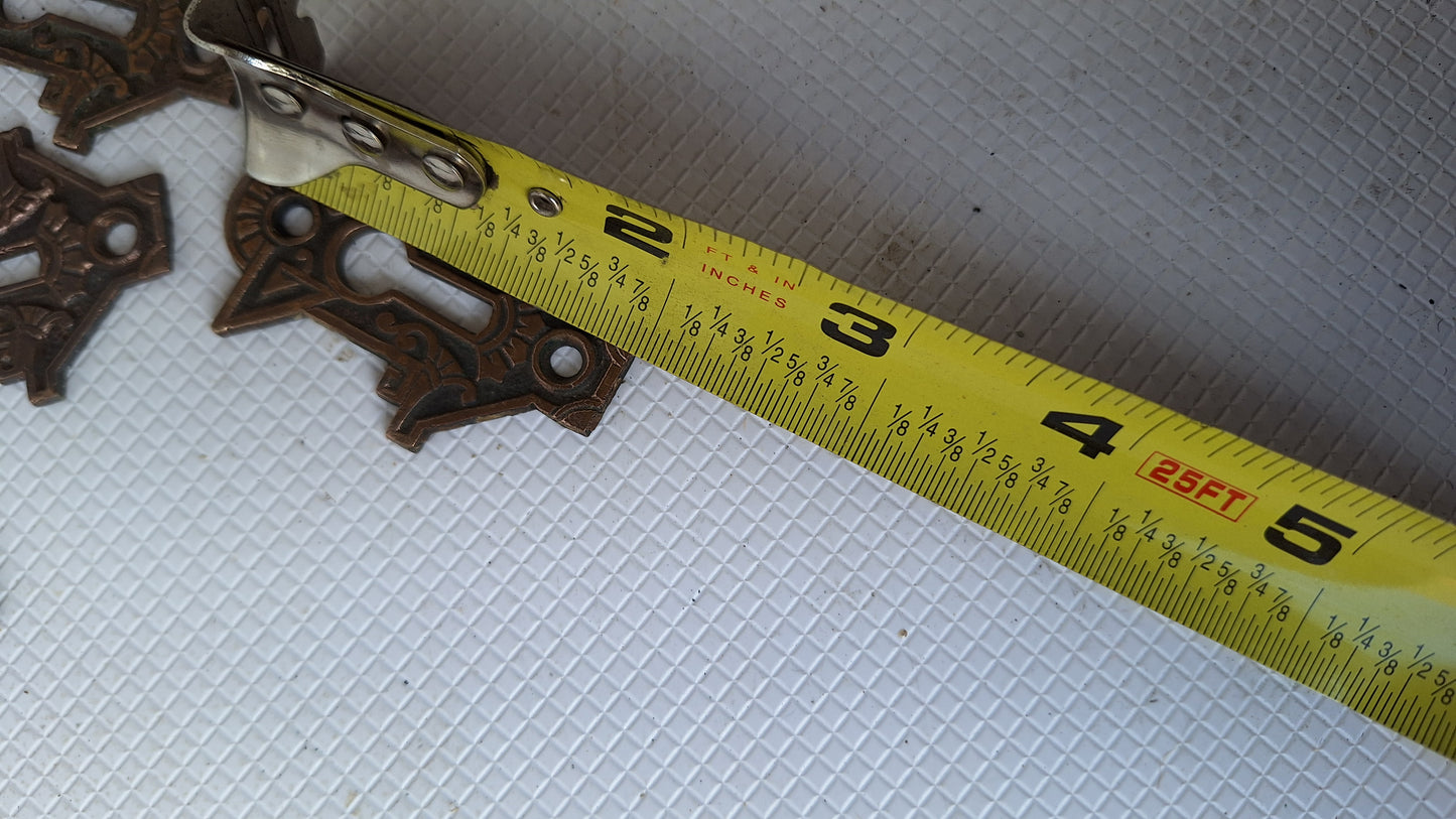 Unusually Shaped Antique Key Hole Cover, Bronze Eastlake Keyhole Plate 041504