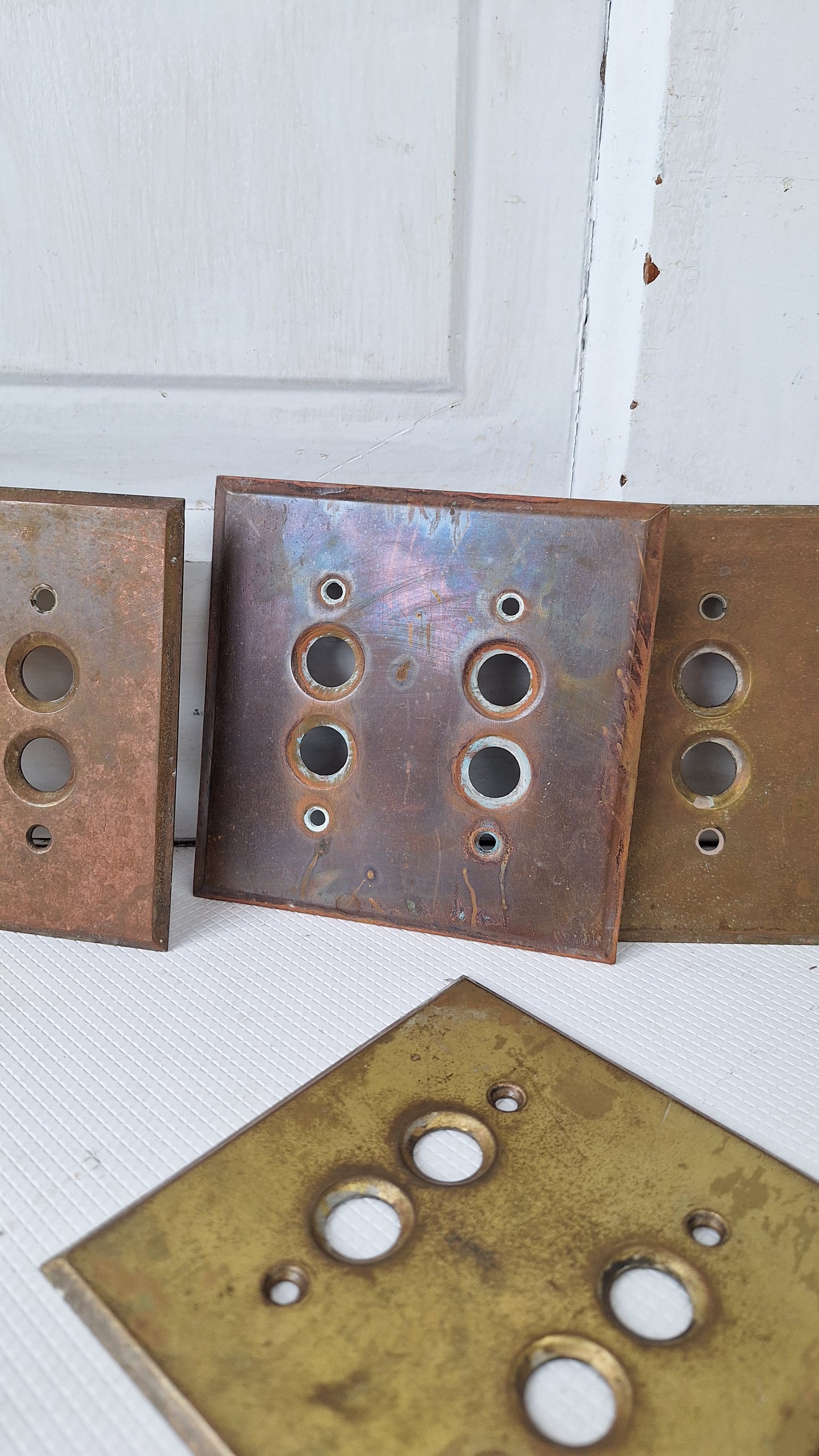 Double Push Button Switch Plate, Brass Light Switchplate, Vintage Switch Plate, Antique Light Plate Cover 041701