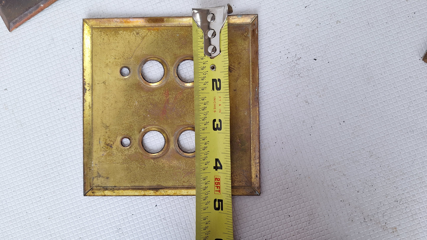 Double Push Button Switch Plate, Brass Light Switchplate, Vintage Switch Plate, Antique Light Plate Cover 041701