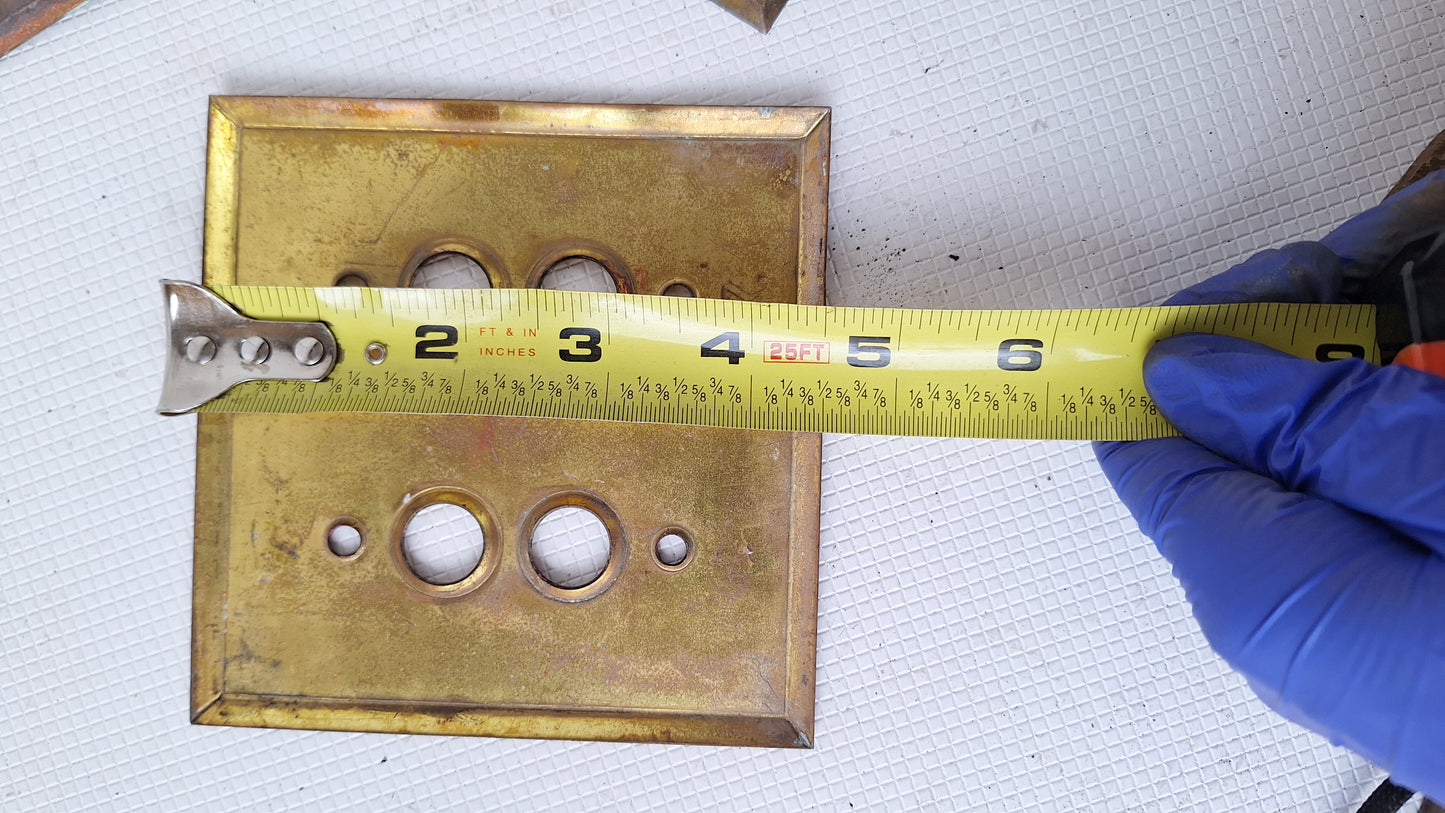 Double Push Button Switch Plate, Brass Light Switchplate, Vintage Switch Plate, Antique Light Plate Cover 041701