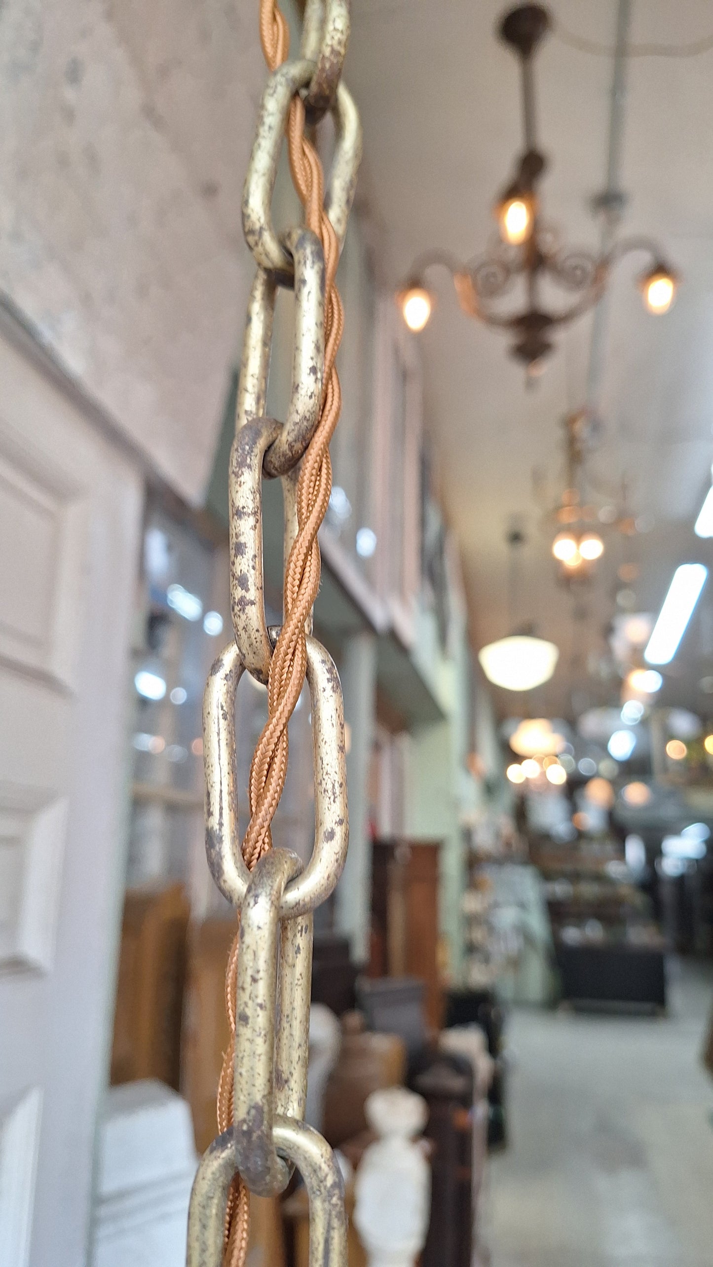 Bronze and White Glass Pendant Light, White Glass Globe, Globe Pendant Light, Vintage Pendant, Large Globe Light, Antique Globe Light 041709