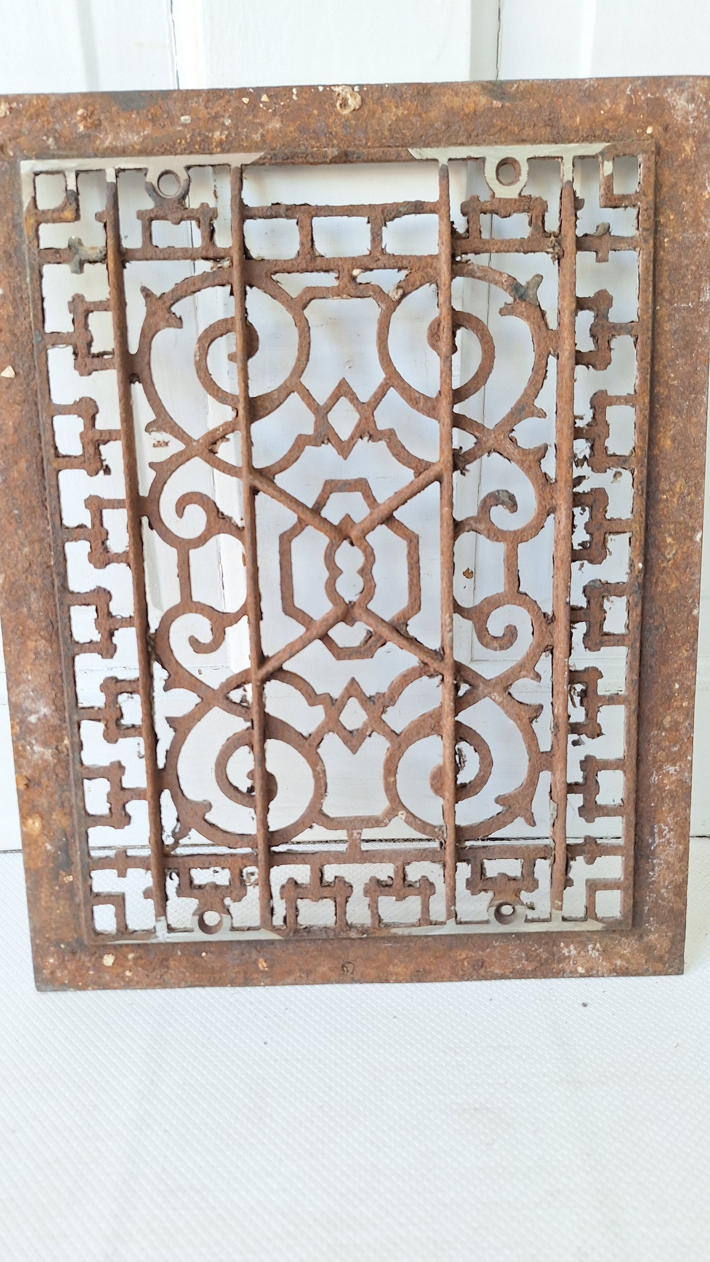 11 x 14" Vintage Cast Iron Grate, Scroll Pattern Antique Vent Cover, Architecture Salvage, Heating Grate, Cold Air Return 042406