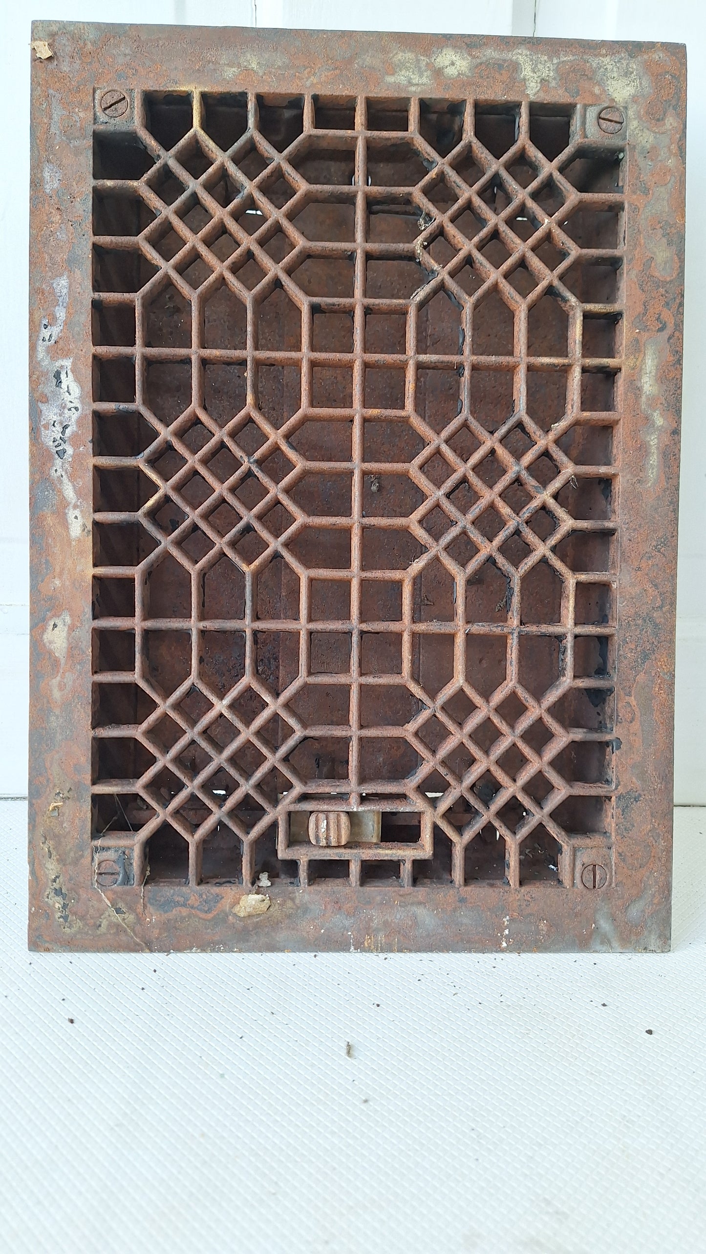 10 x 14 Antique Cast Iron Vent Grate Cover, Working Vent Cover with Dampers, Heating Vent, Cast Iron Grate, Decorative Grate 042408
