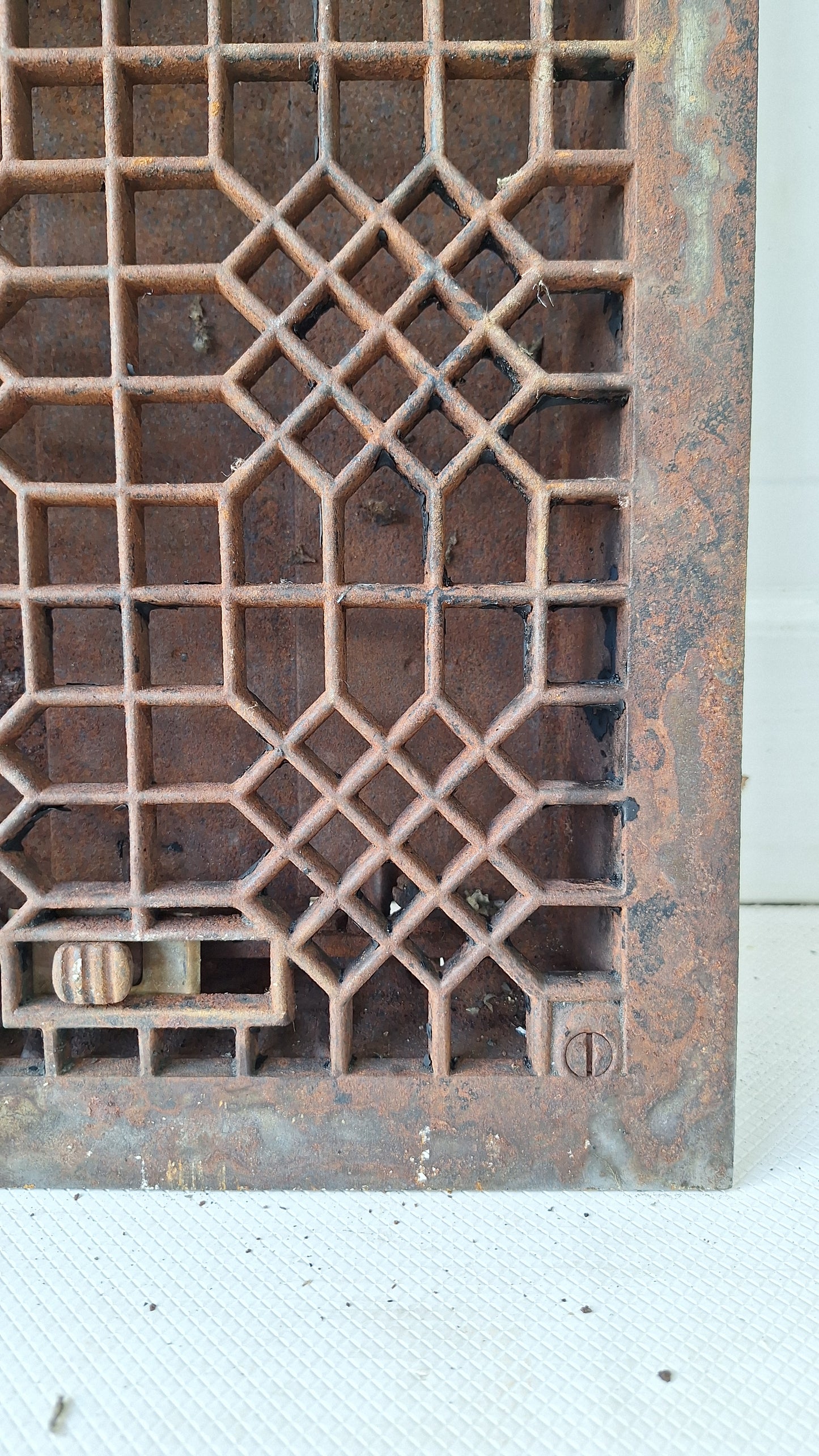 10 x 14 Antique Cast Iron Vent Grate Cover, Working Vent Cover with Dampers, Heating Vent, Cast Iron Grate, Decorative Grate 042408