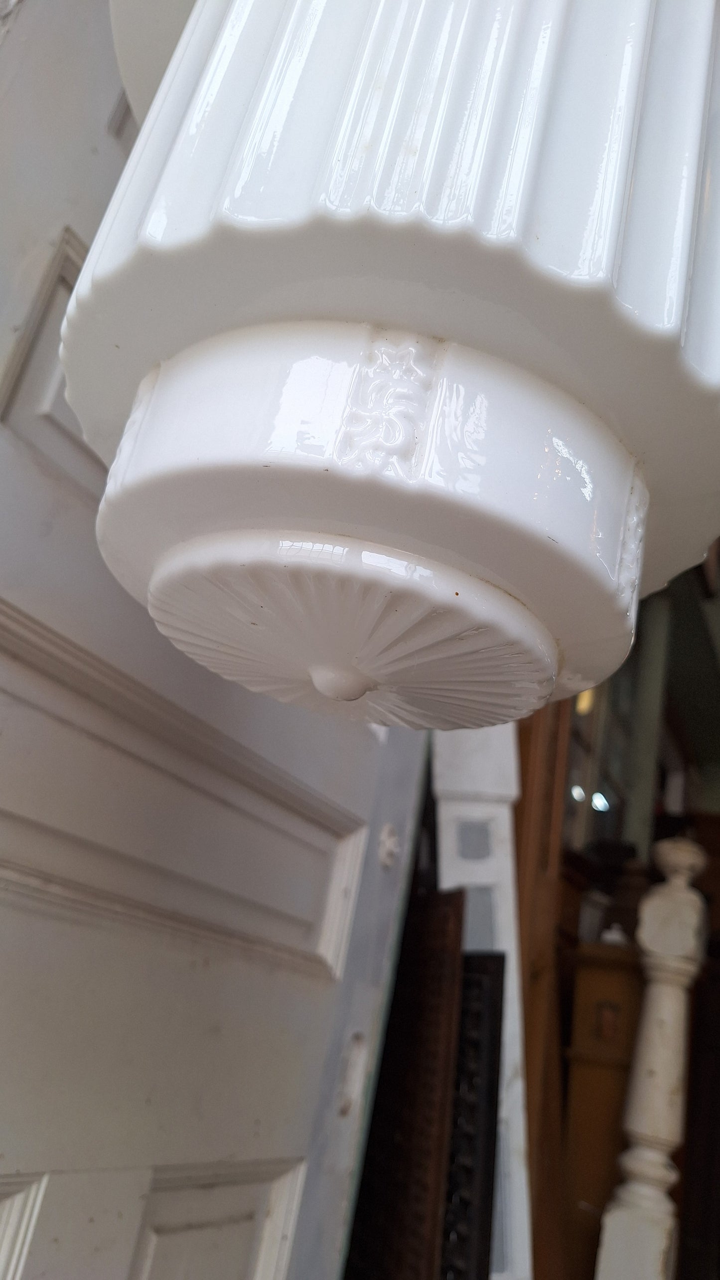 Large Floral Design Art Deco Skyscraper Pendant Light, Wedding Cake Style Antique Pendant Light