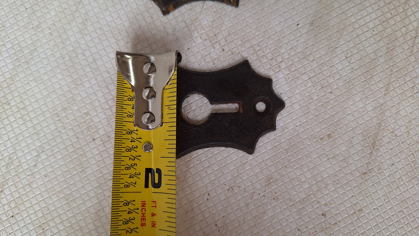 Two Iron Key Hole Escutcheon, Eastlake Style Cast Iron Keyhole Plate 050502