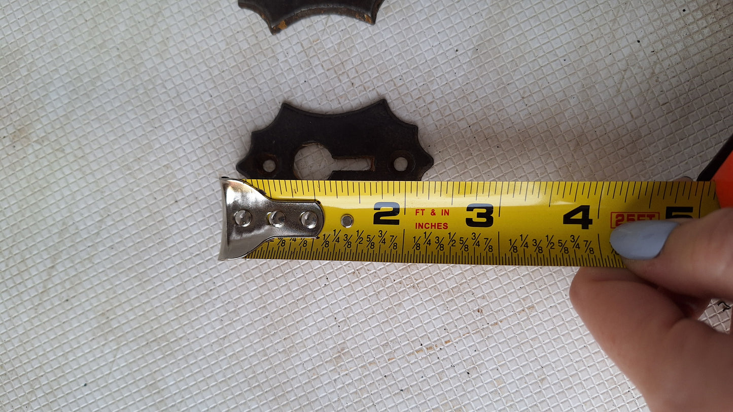 Two Iron Key Hole Escutcheon, Eastlake Style Cast Iron Keyhole Plate 050502