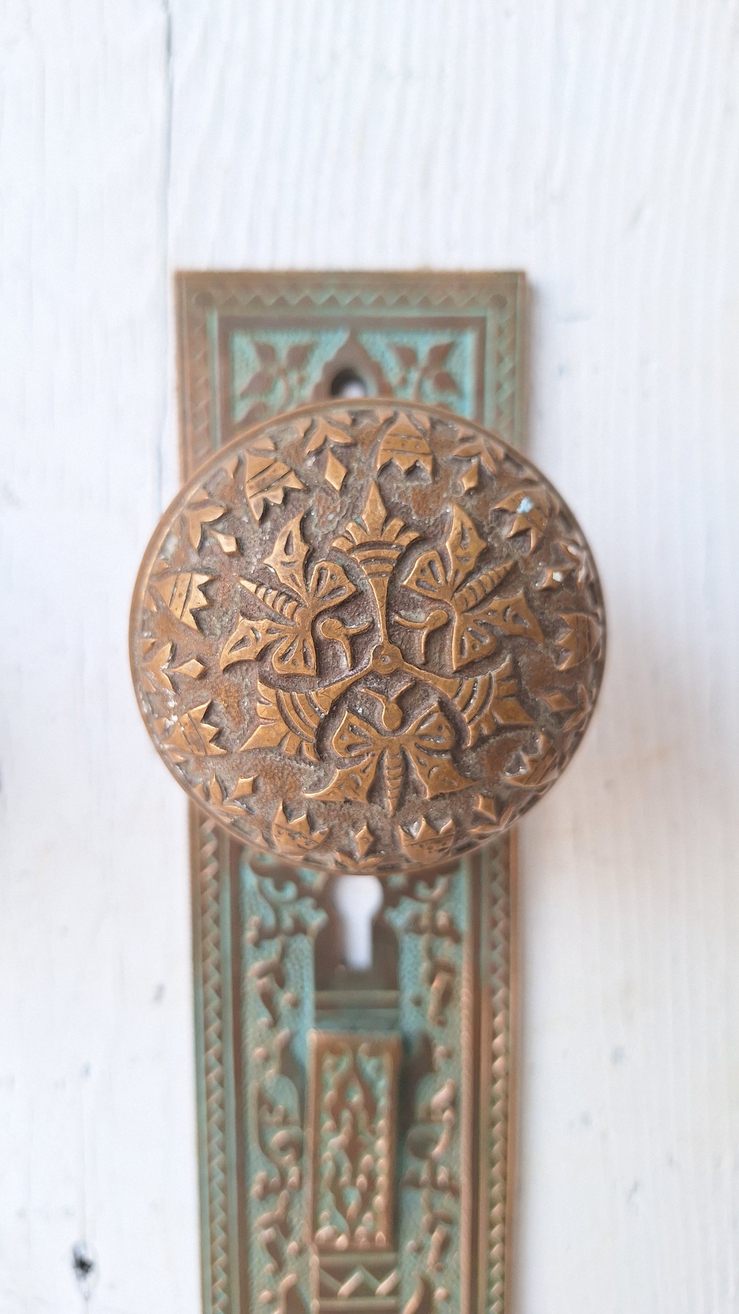 Butterfly Design Knobs and Bronze Plates Set, Entry Door Hardware Set, Antique Bronze Door Hardware 050305