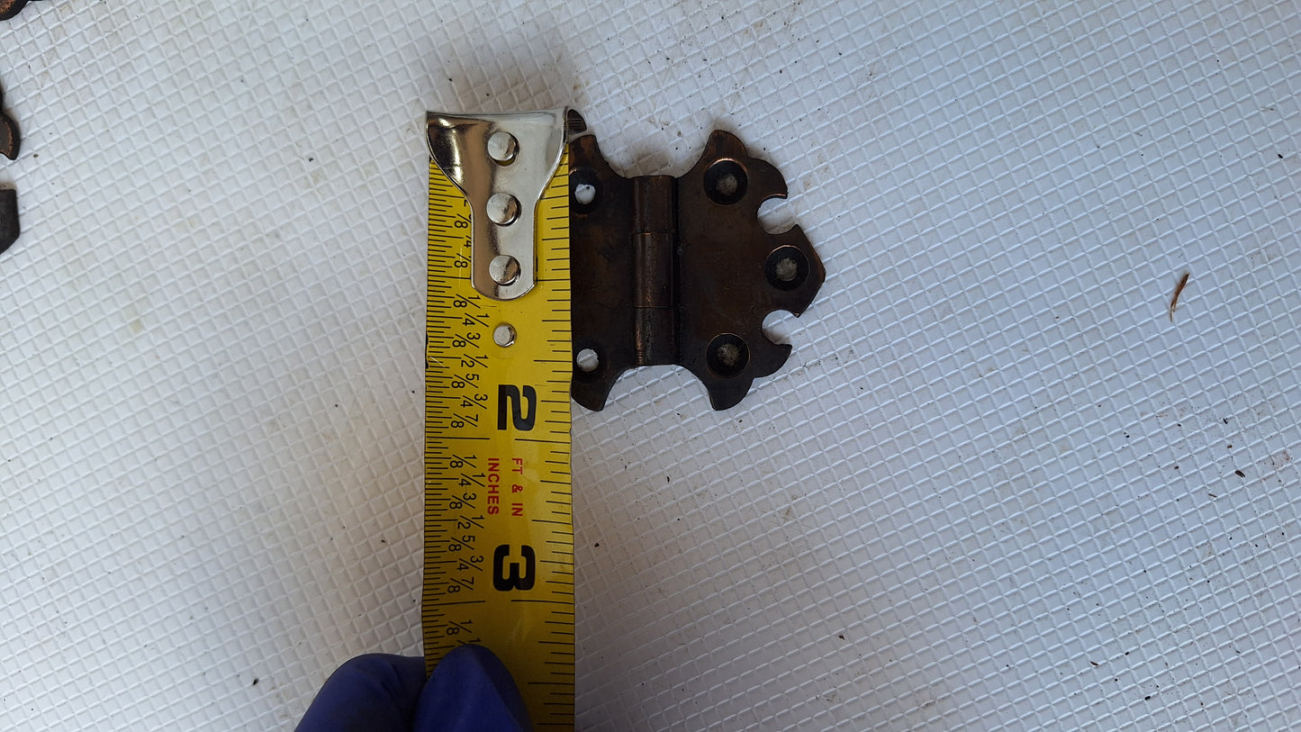 Six Antique Butterfly Cabinet Door Hinges, Small Cabinet Door Hinge Set 050609