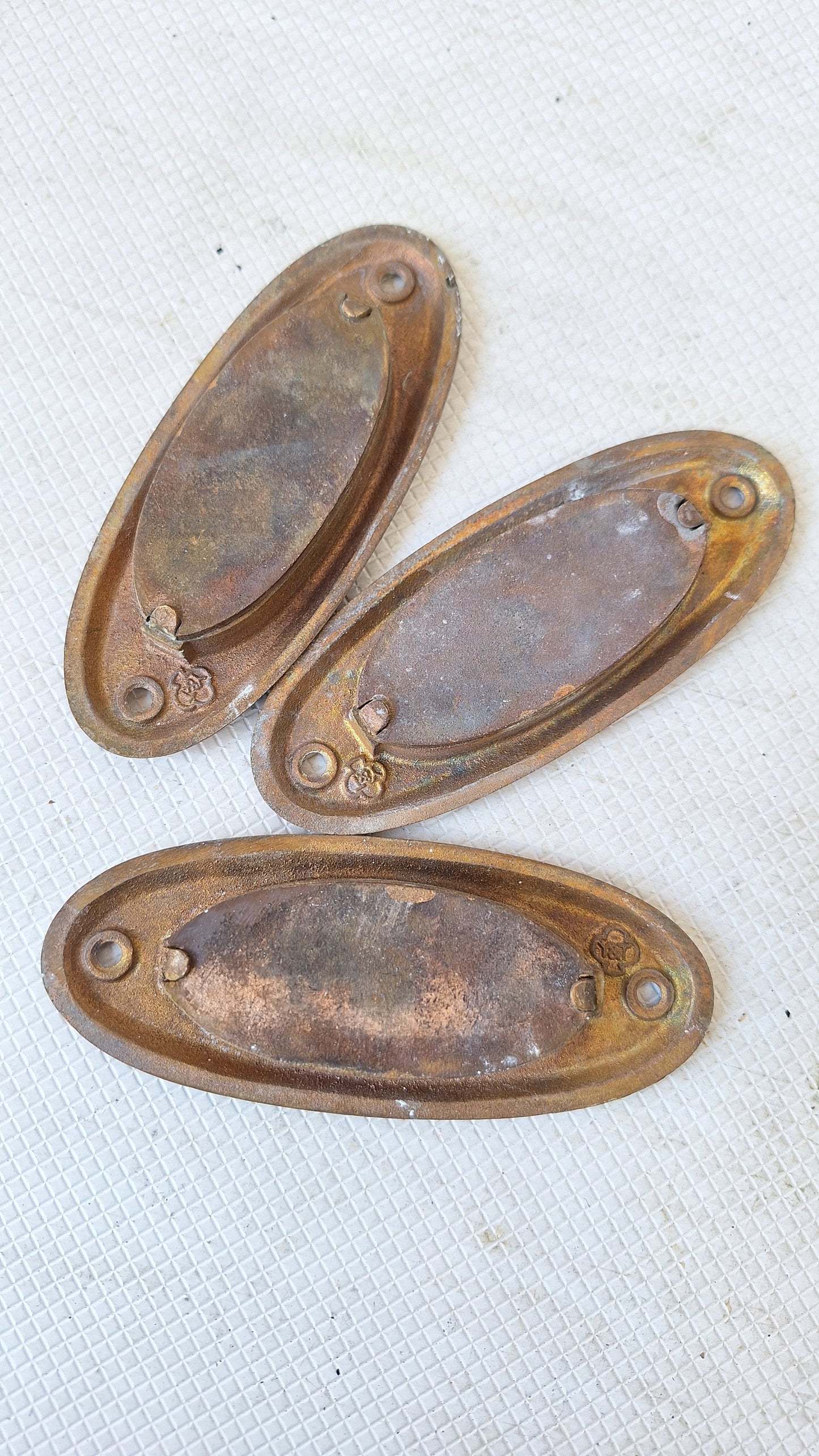 Three Antique Oval Bronze Window Sash Lifts, Antique Wood Window Handles 050707