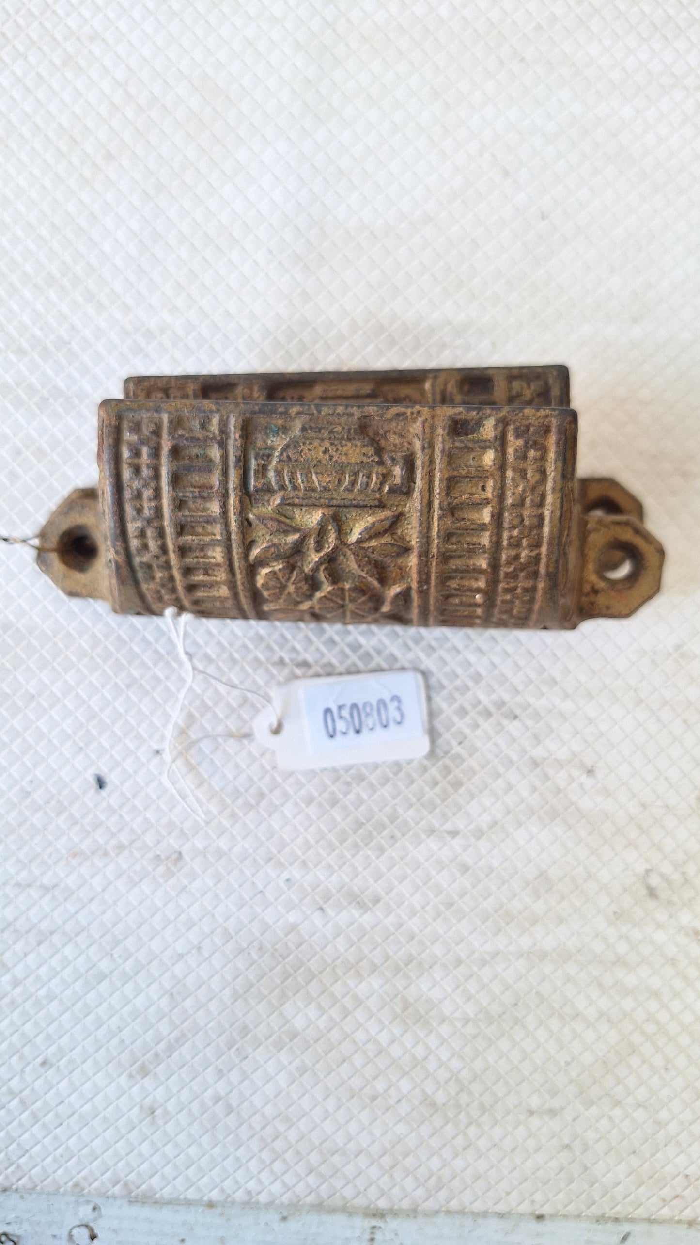 Small Eastlake Iron Pulls with Flower Detail, Antique Floral Design Pull, Cast Iron Handle Antique Victorian Hardware 050803