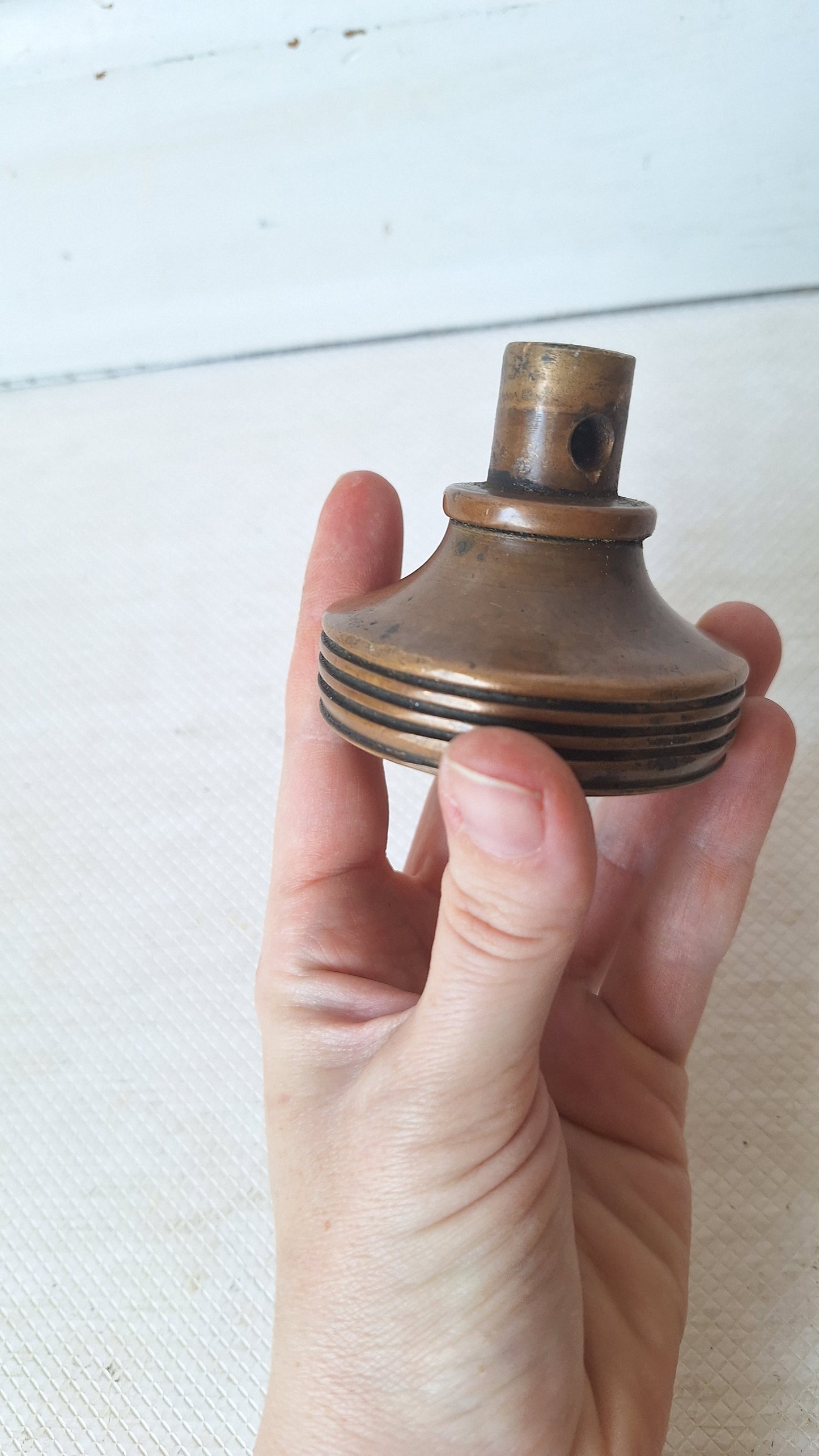 Large Hopkins & Dickinson Bronze Knob, Antique 1800s Doorknob, Greek Key Design, Architecture Salvage, Fancy Doorknob 053004