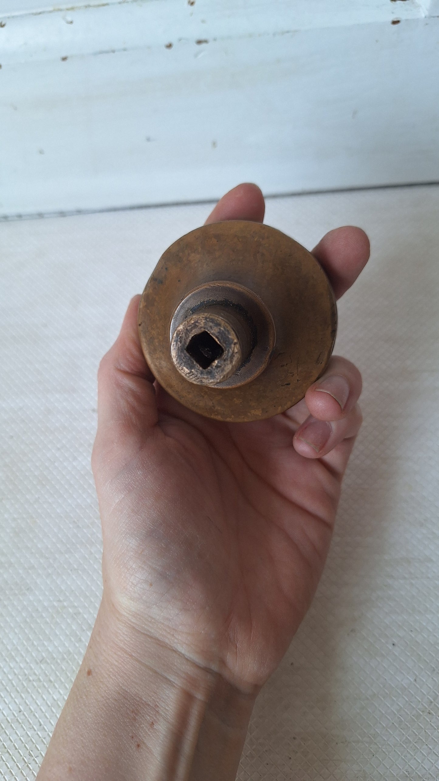 Large Hopkins & Dickinson Bronze Knob, Antique 1800s Doorknob, Greek Key Design, Architecture Salvage, Fancy Doorknob 053004