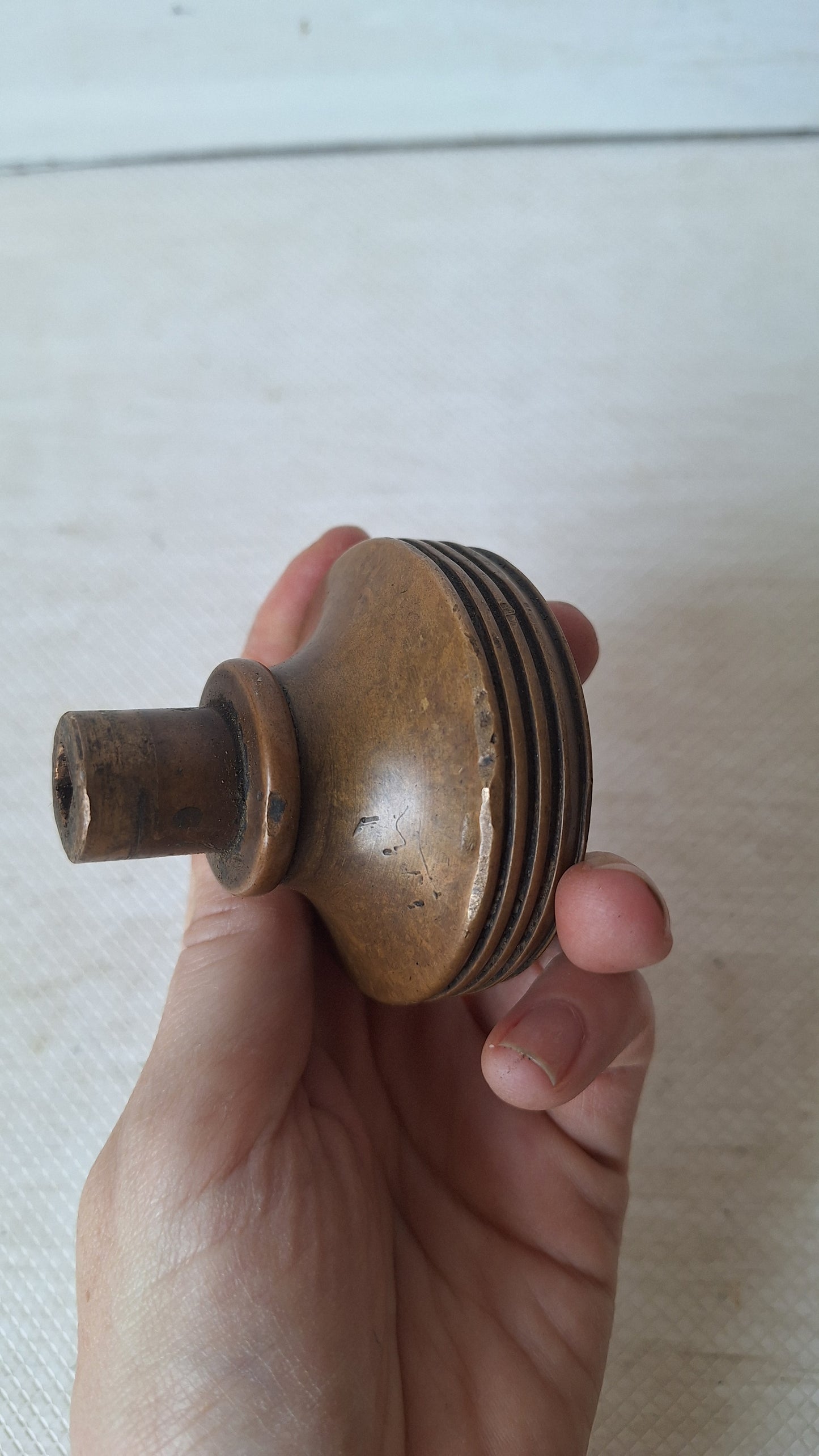 Large Hopkins & Dickinson Bronze Knob, Antique 1800s Doorknob, Greek Key Design, Architecture Salvage, Fancy Doorknob 053004