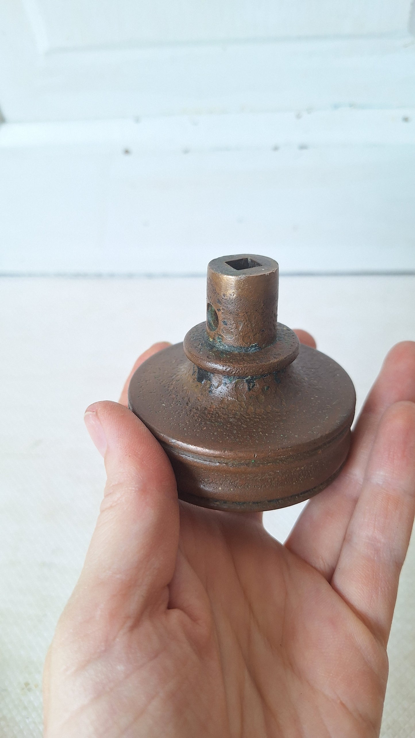 Large Hopkins & Dickinson Bronze Knob, Antique 1800s Doorknob, Architecture Salvage, Fancy Doorknob 053005