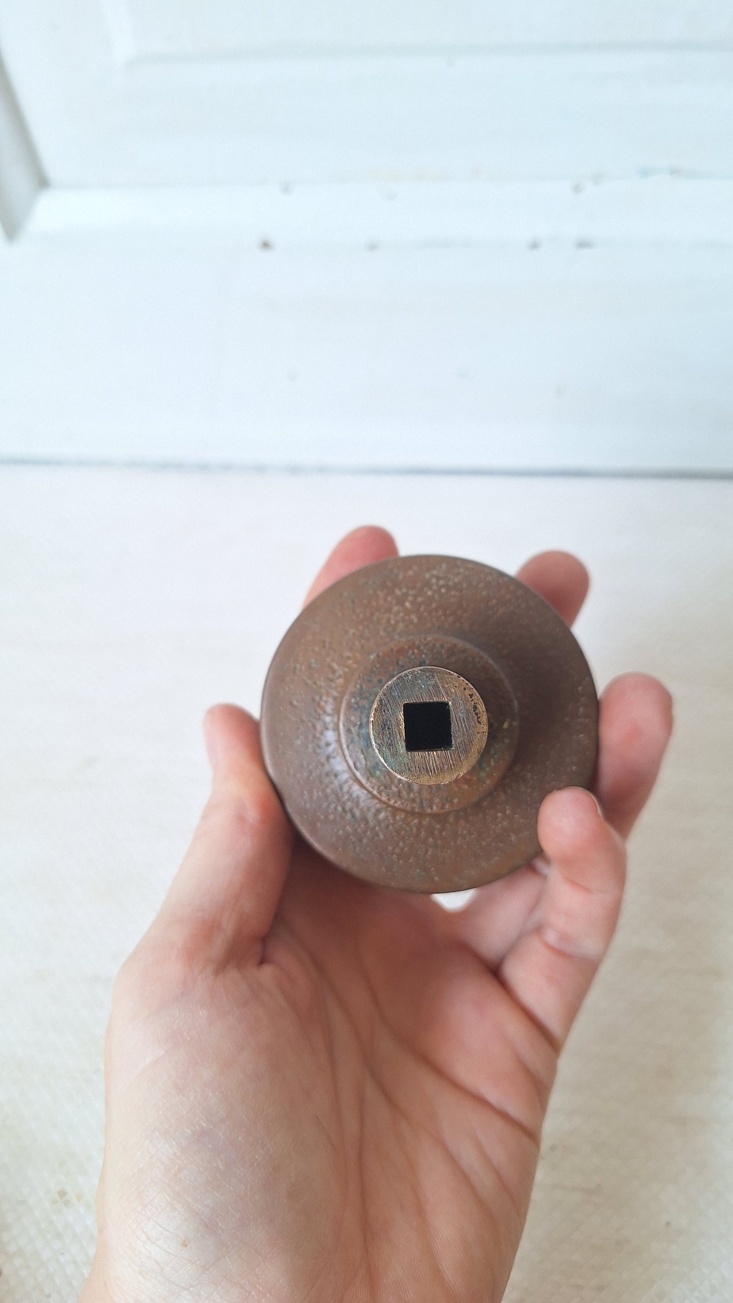 Large Hopkins & Dickinson Bronze Knob, Antique 1800s Doorknob, Architecture Salvage, Fancy Doorknob 053005