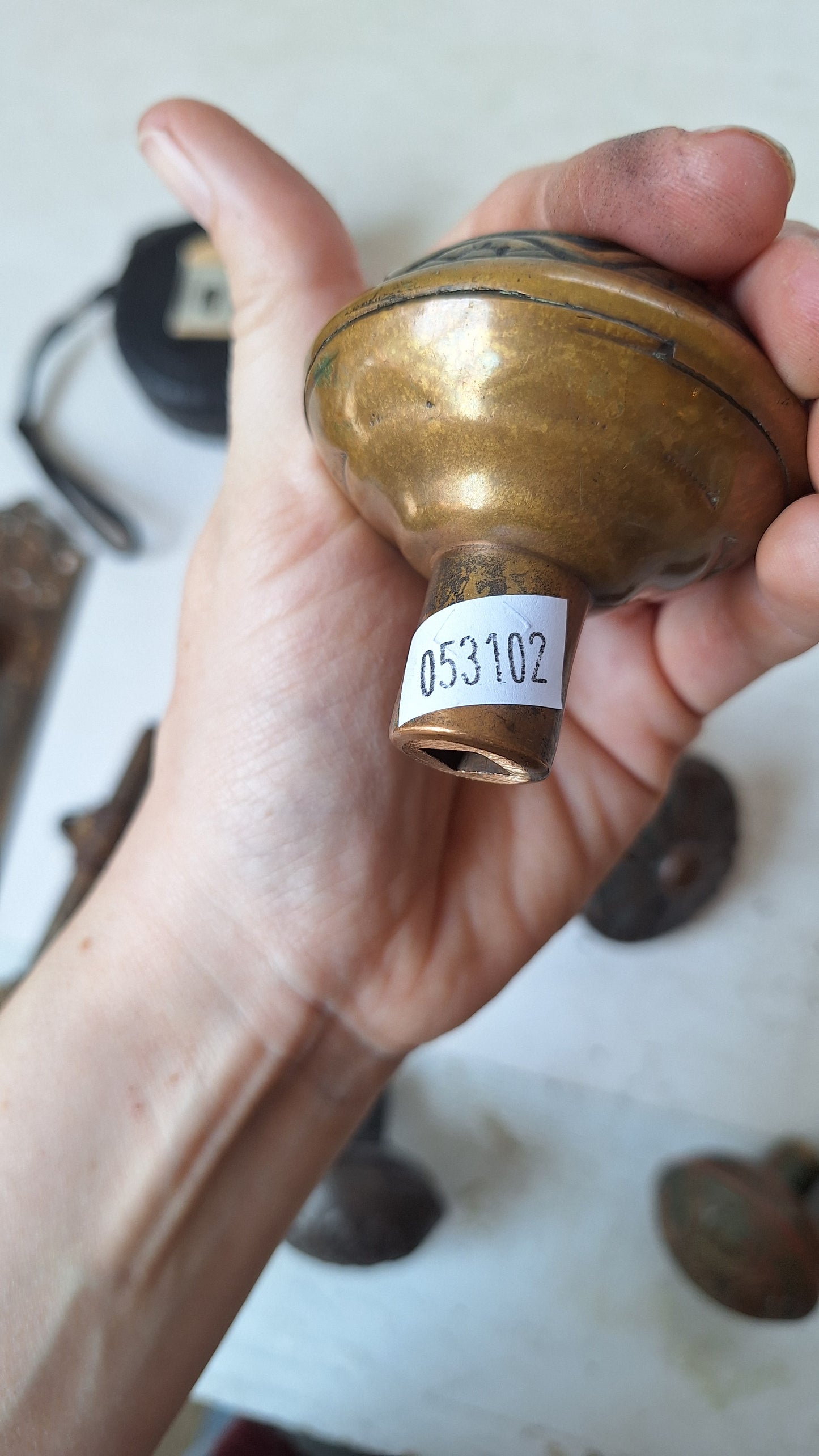 Eastlake Design Bronze Knob, Antique 1900s Doorknob, Eastlake Flower Design, Architecture Salvage, Fancy Doorknob 053102