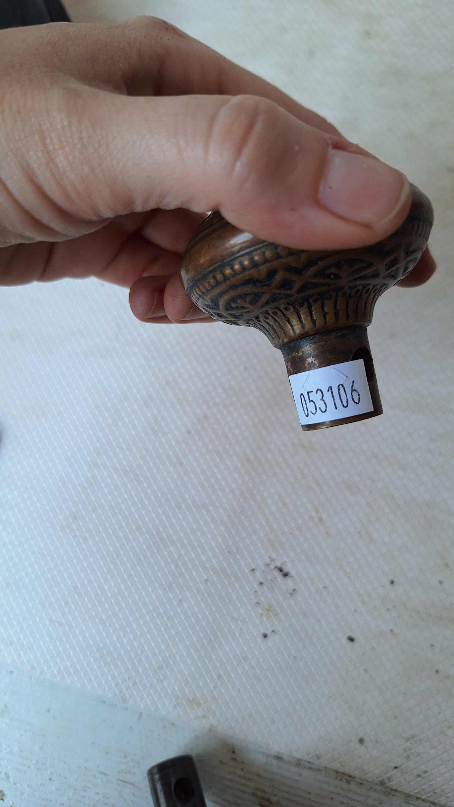 Victorian Doorknob with Interlocking Design, 3/8" Large Spindle, Fancy Brass Door Knob, Star Center Antique Door Handle 053106