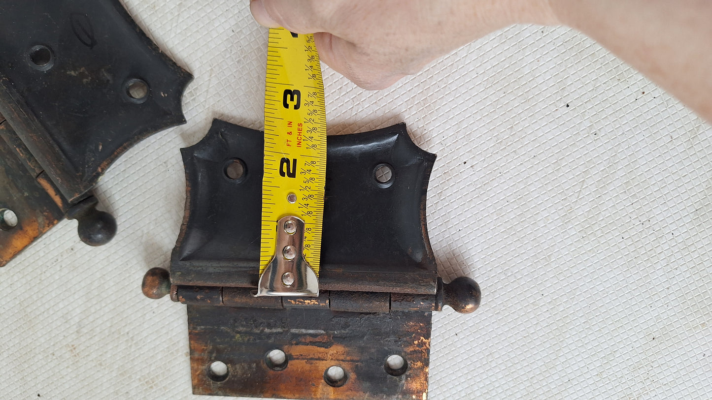 Decorative Half Mortise Hinges, Left Hand Swing, Butterfly Style Antique Hinges, Large Door Hinges, Offset Vintage Hinges 060403