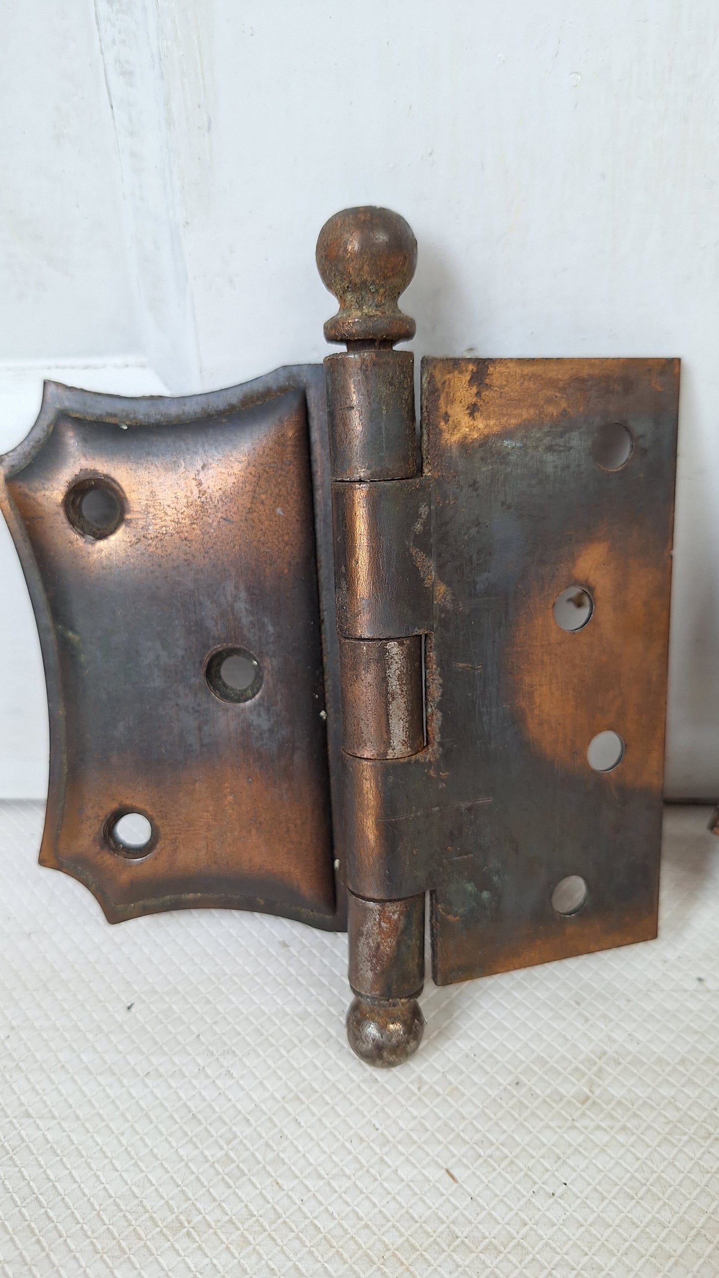 Decorative Half Mortise Hinges, Left Hand Swing, Butterfly Style Antique Hinges, Large Door Hinges, Offset Vintage Hinges 060403