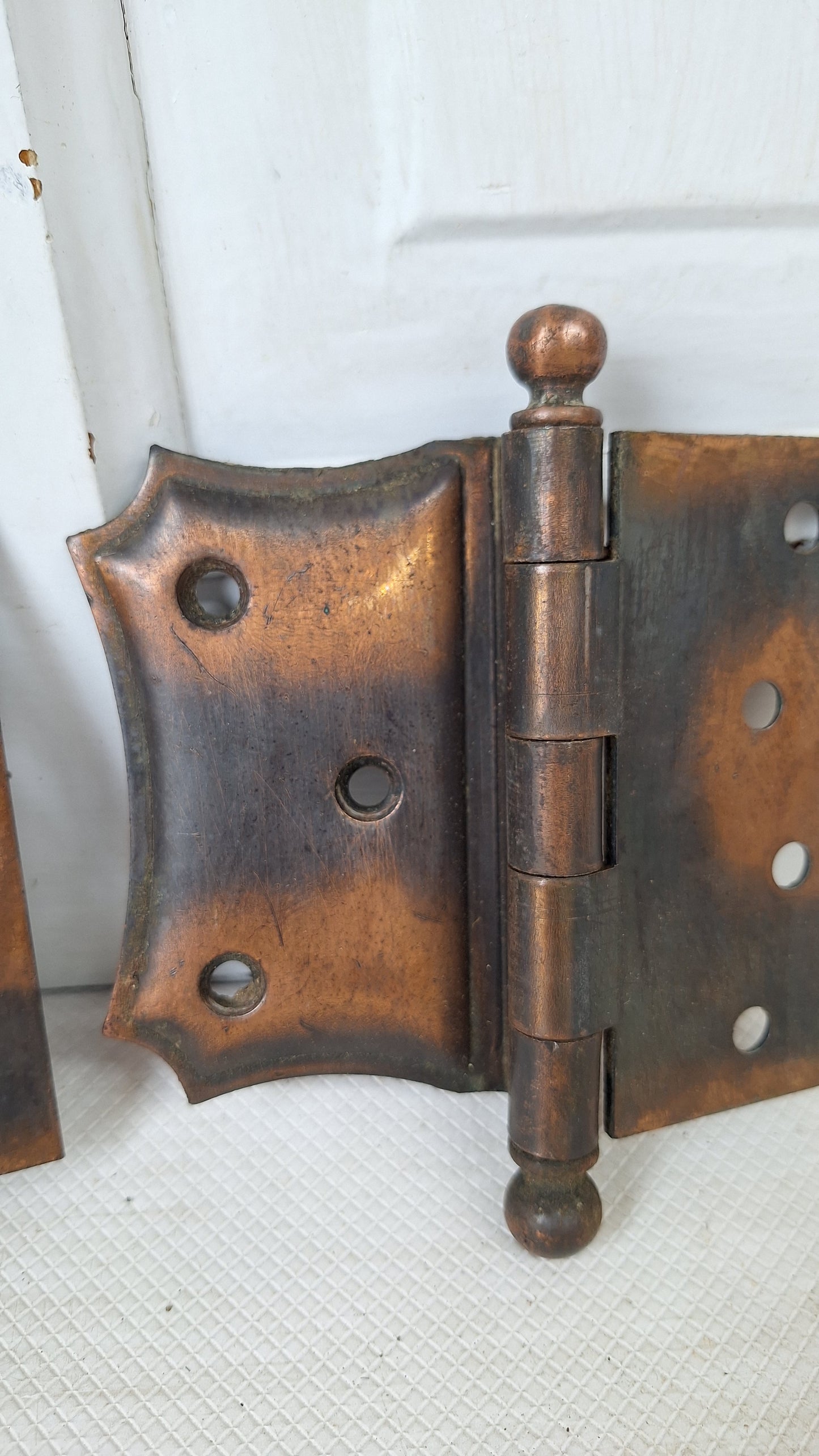 Decorative Half Mortise Hinges, Left Hand Swing, Butterfly Style Antique Hinges, Large Door Hinges, Offset Vintage Hinges 060403